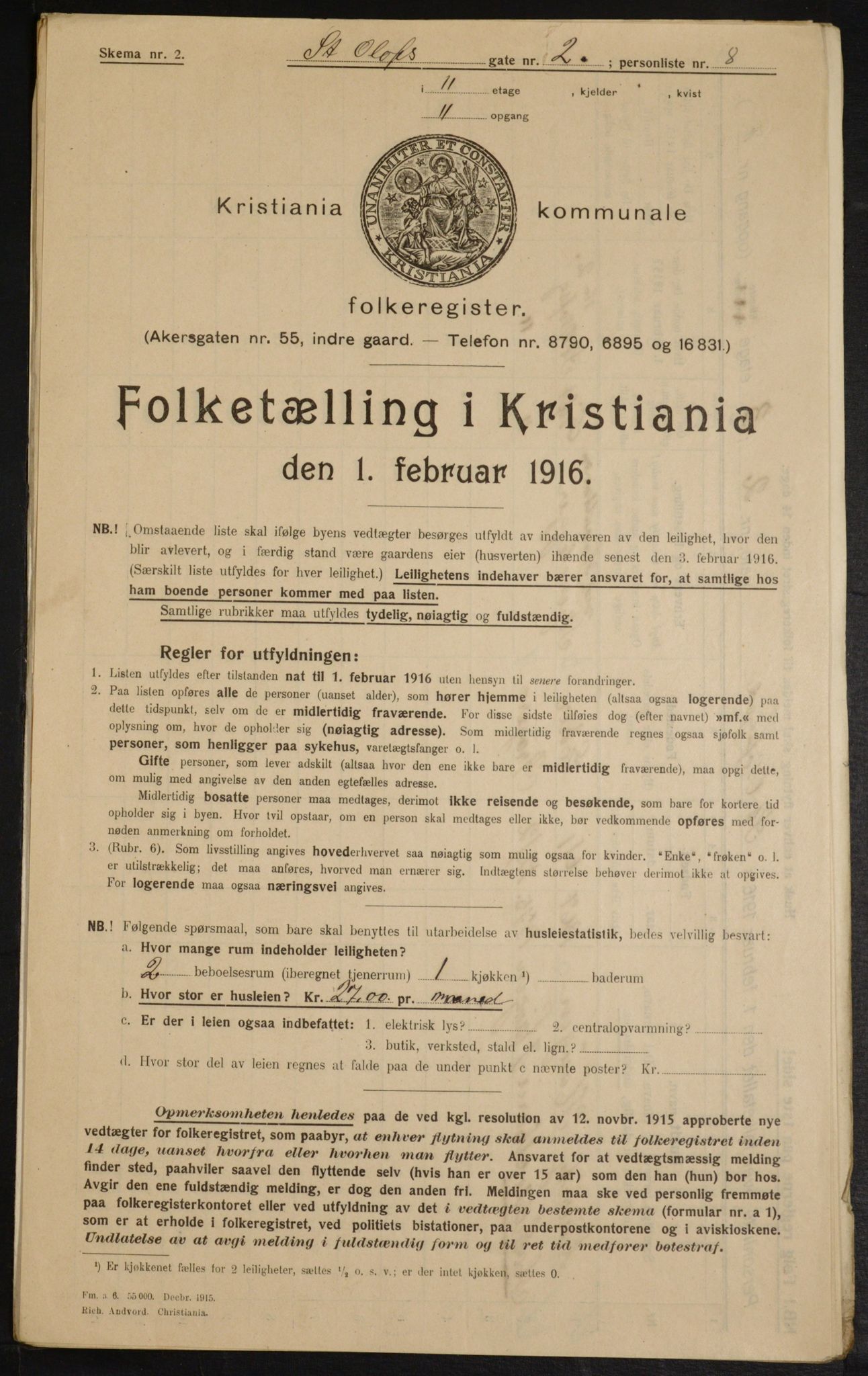 OBA, Municipal Census 1916 for Kristiania, 1916, p. 90166