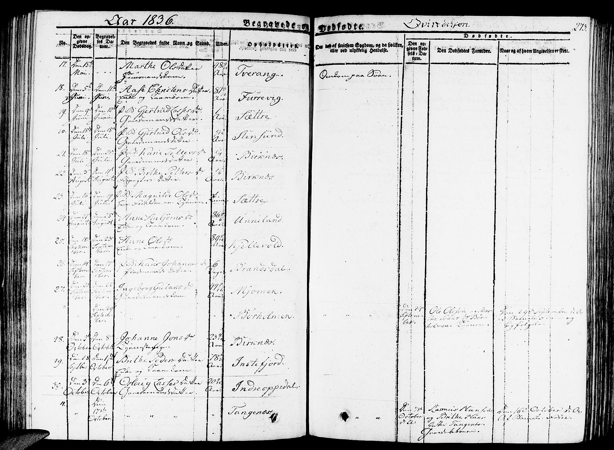 Gulen sokneprestembete, AV/SAB-A-80201/H/Haa/Haaa/L0019: Parish register (official) no. A 19, 1826-1836, p. 273