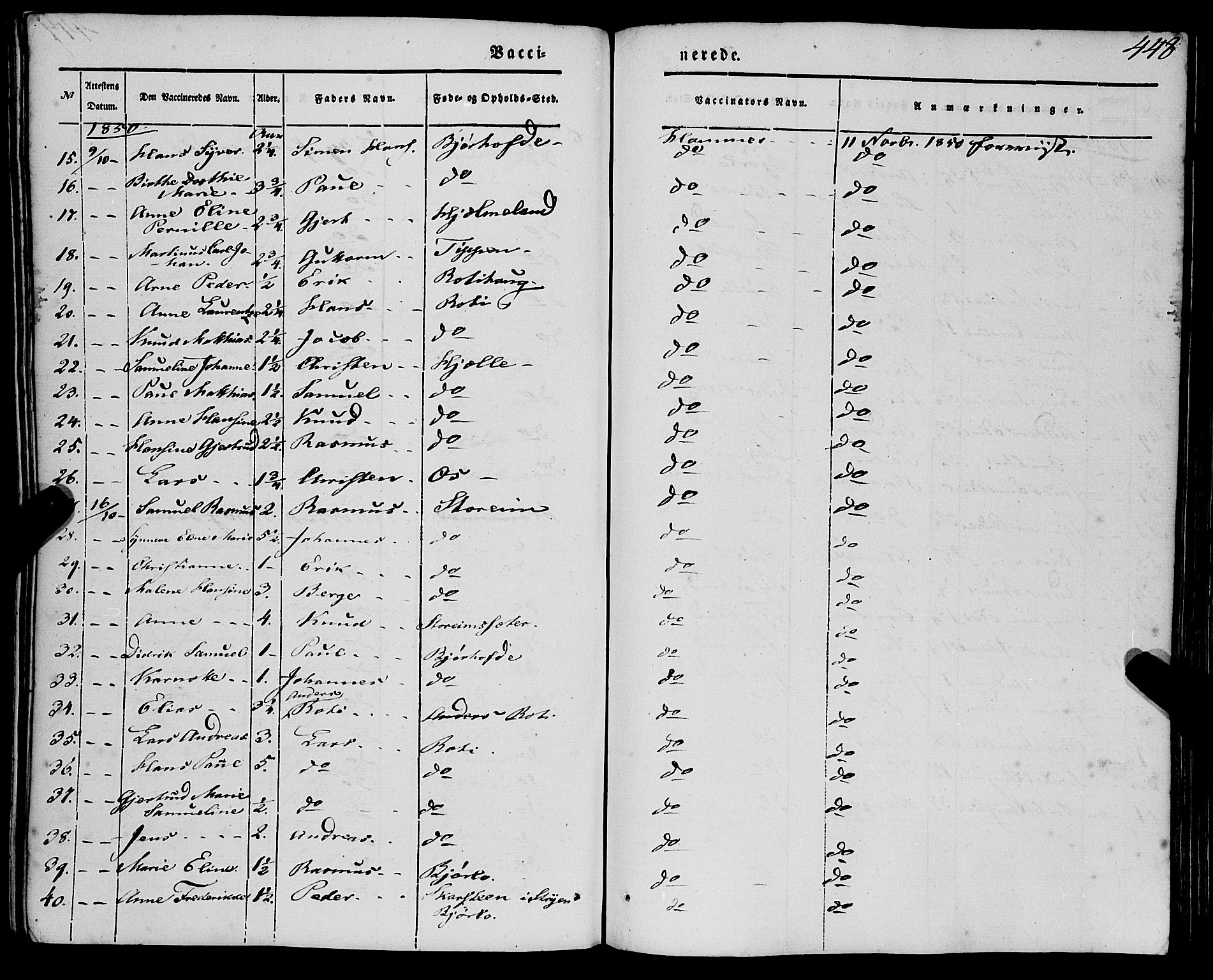 Eid sokneprestembete, AV/SAB-A-82301/H/Haa/Haaa/L0007: Parish register (official) no. A 7, 1844-1858, p. 448