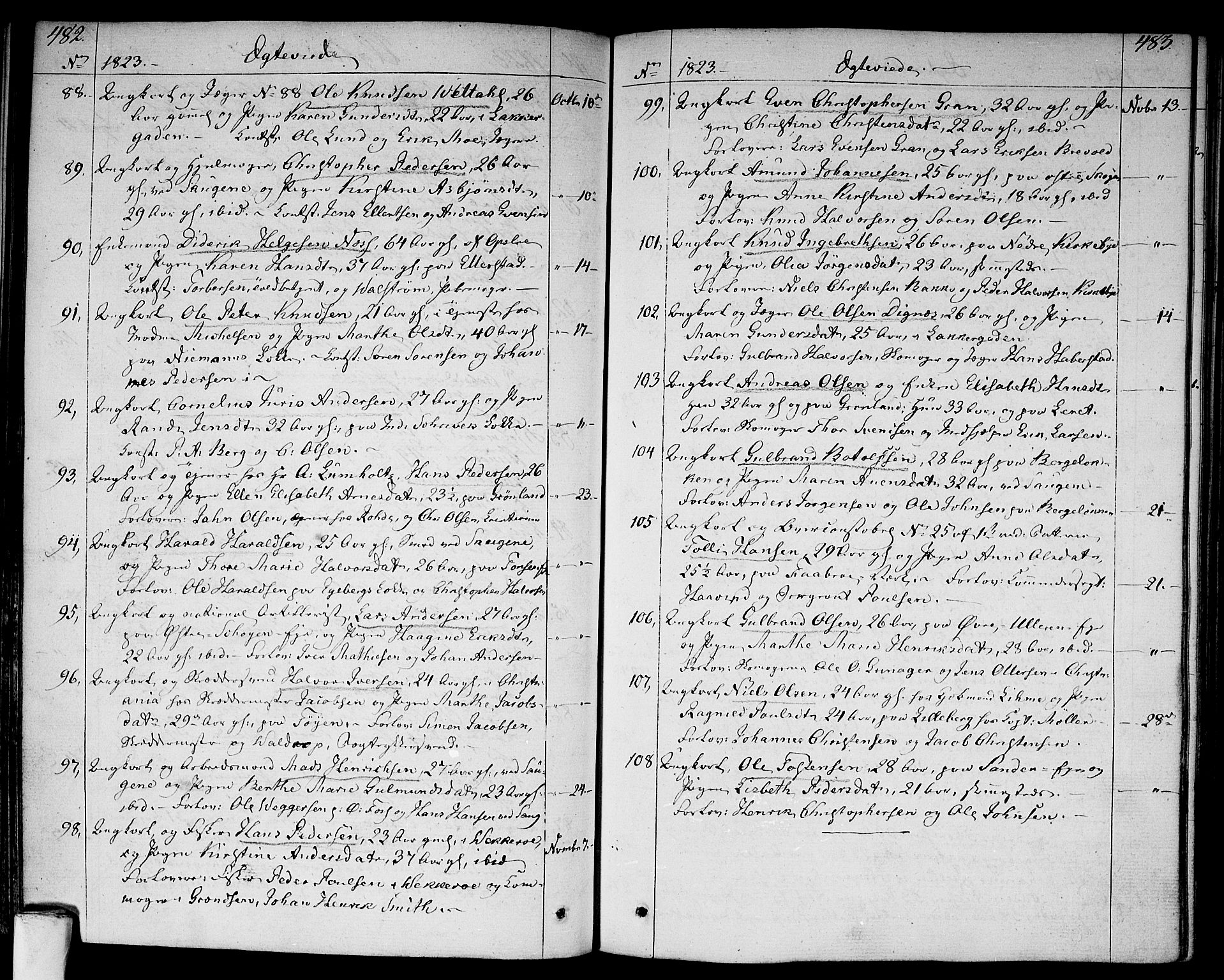 Aker prestekontor kirkebøker, AV/SAO-A-10861/F/L0012: Parish register (official) no. 12, 1819-1828, p. 482-483