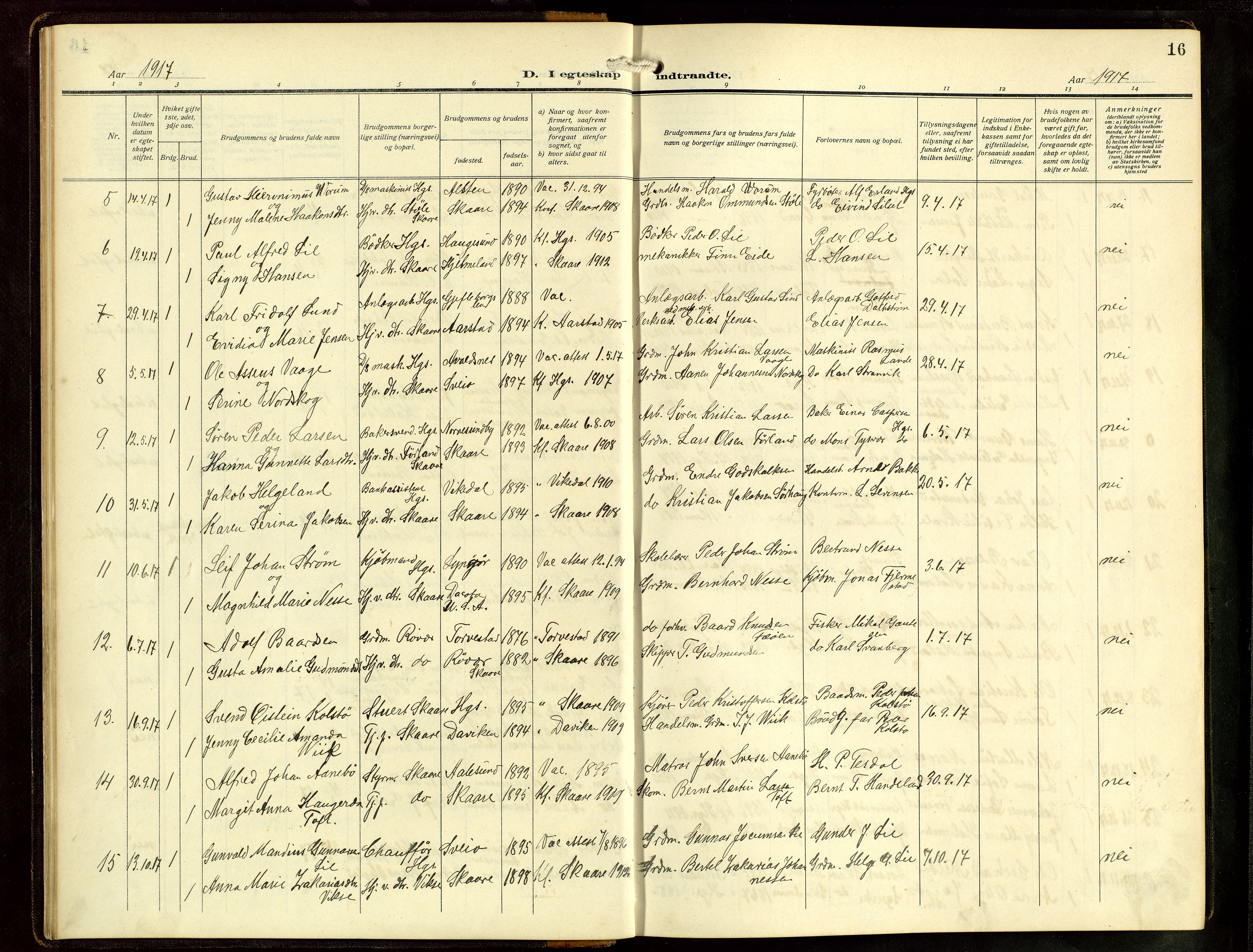 Haugesund sokneprestkontor, AV/SAST-A -101863/H/Ha/Hab/L0006: Parish register (copy) no. B 9, 1909-1951, p. 16