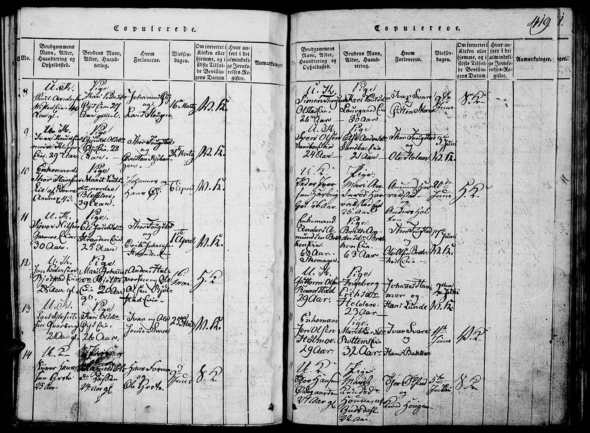 Vågå prestekontor, SAH/PREST-076/H/Ha/Hab/L0001: Parish register (copy) no. 1, 1815-1827, p. 418-419