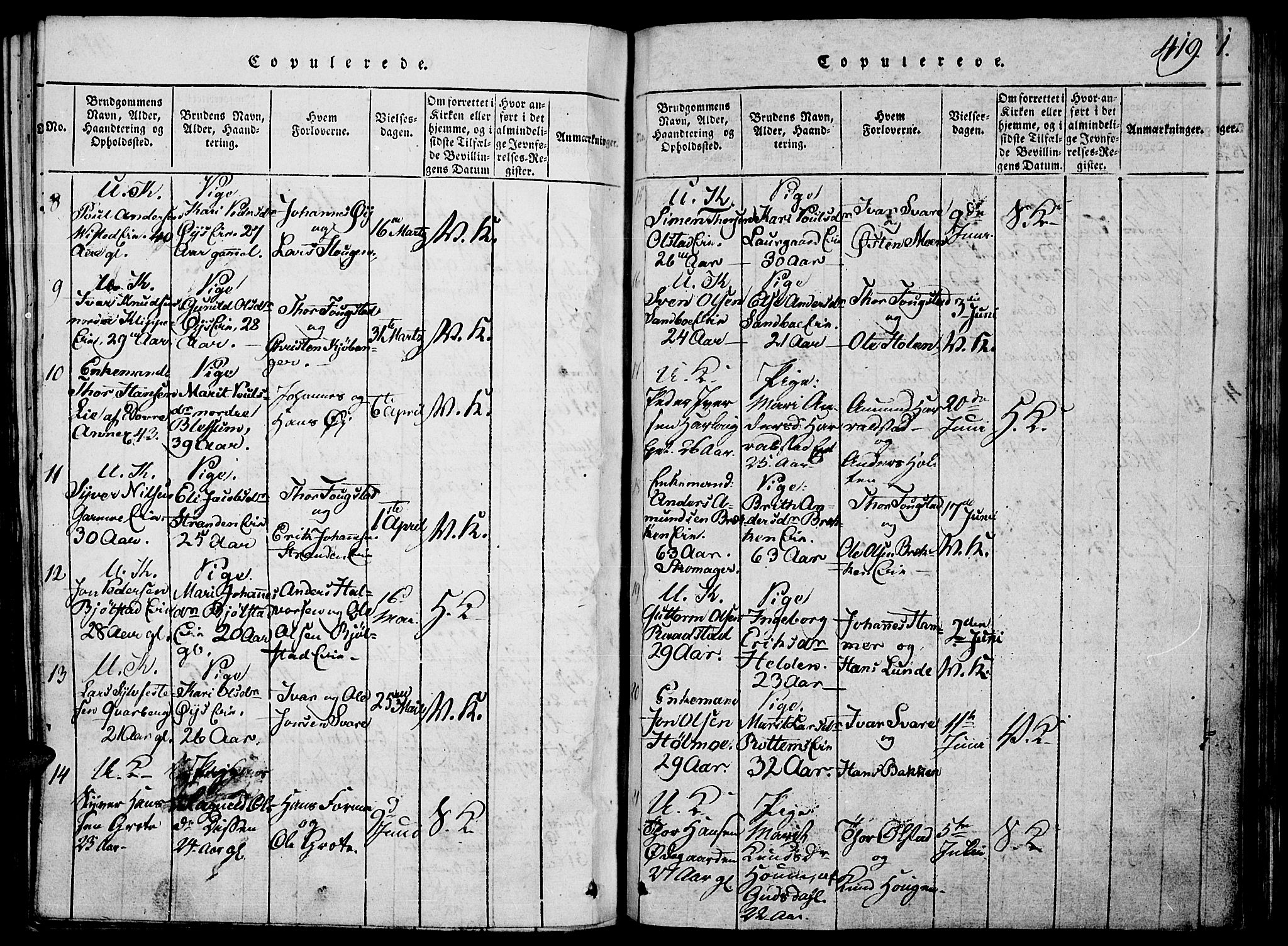 Vågå prestekontor, AV/SAH-PREST-076/H/Ha/Hab/L0001: Parish register (copy) no. 1, 1815-1827, p. 418-419