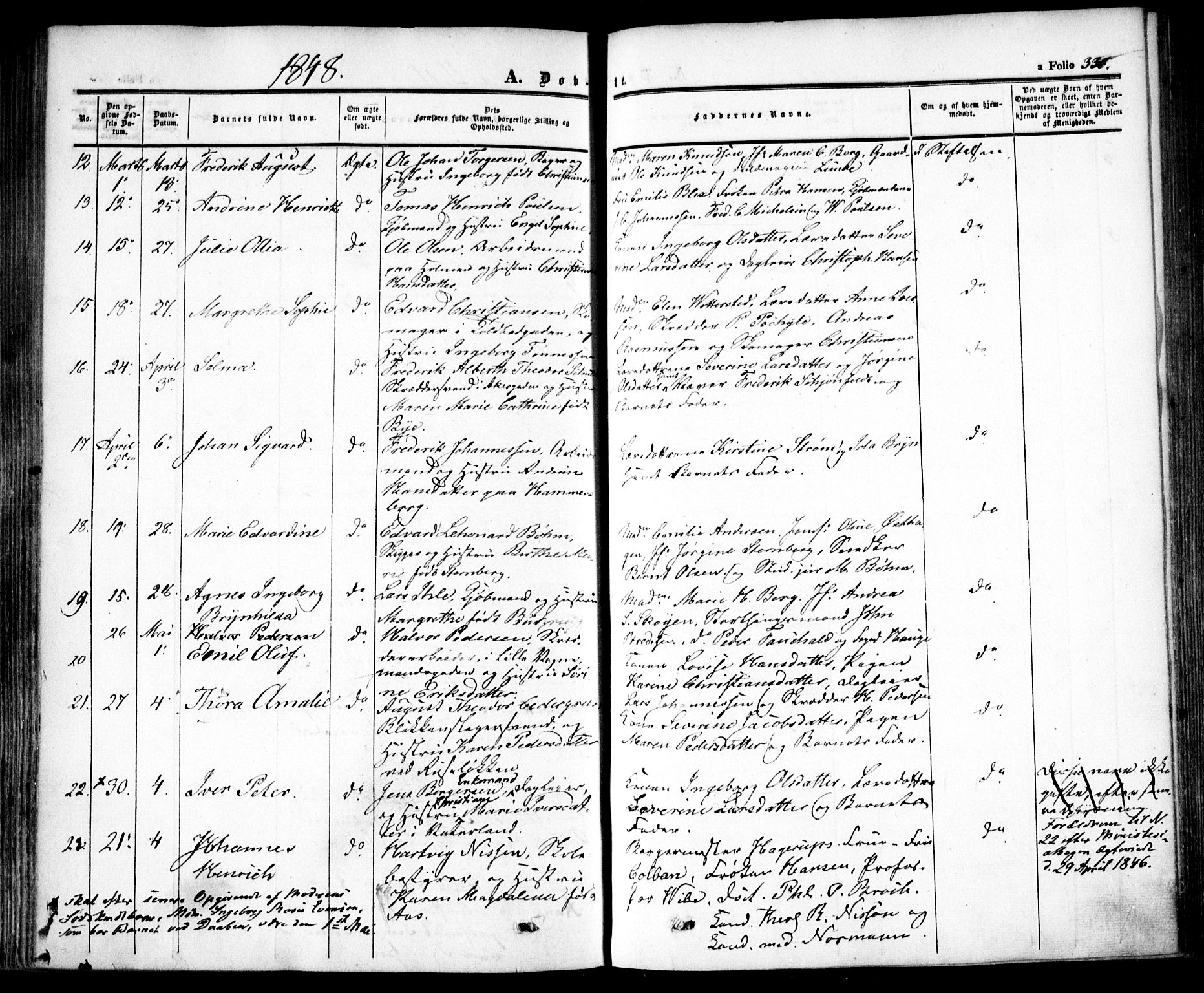 Oslo domkirke Kirkebøker, AV/SAO-A-10752/F/Fa/L0013: Parish register (official) no. 13, 1844-1864, p. 336