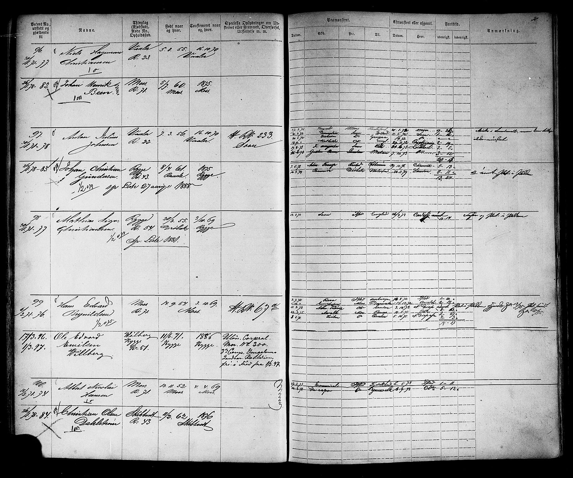 Moss mønstringskontor, SAO/A-10569d/F/Fc/Fca/L0002: Annotasjonsrulle, 1868-1892, p. 23