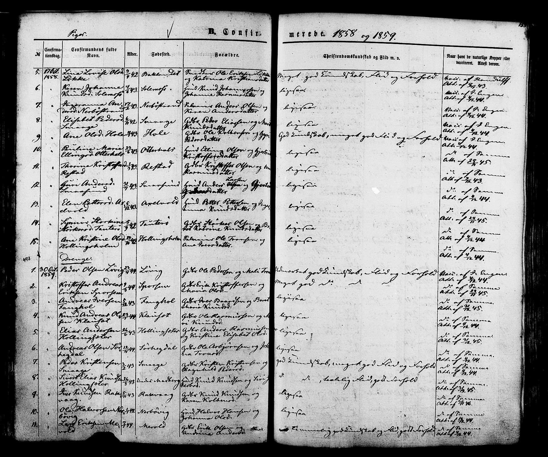 Ministerialprotokoller, klokkerbøker og fødselsregistre - Møre og Romsdal, SAT/A-1454/560/L0719: Parish register (official) no. 560A03, 1845-1872, p. 153
