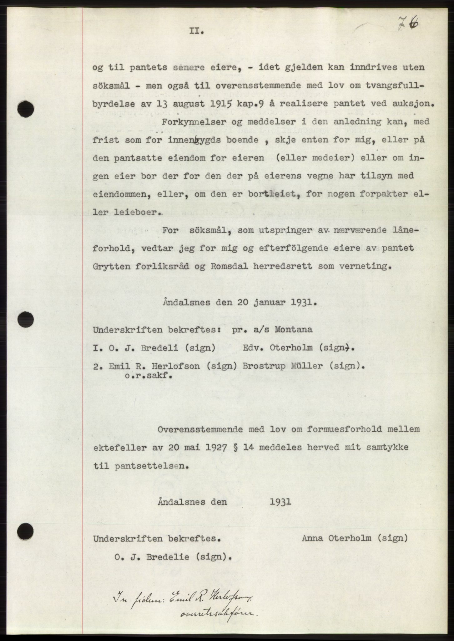 Romsdal sorenskriveri, AV/SAT-A-4149/1/2/2C/L0059: Mortgage book no. 53, 1931-1931, Deed date: 02.02.1931