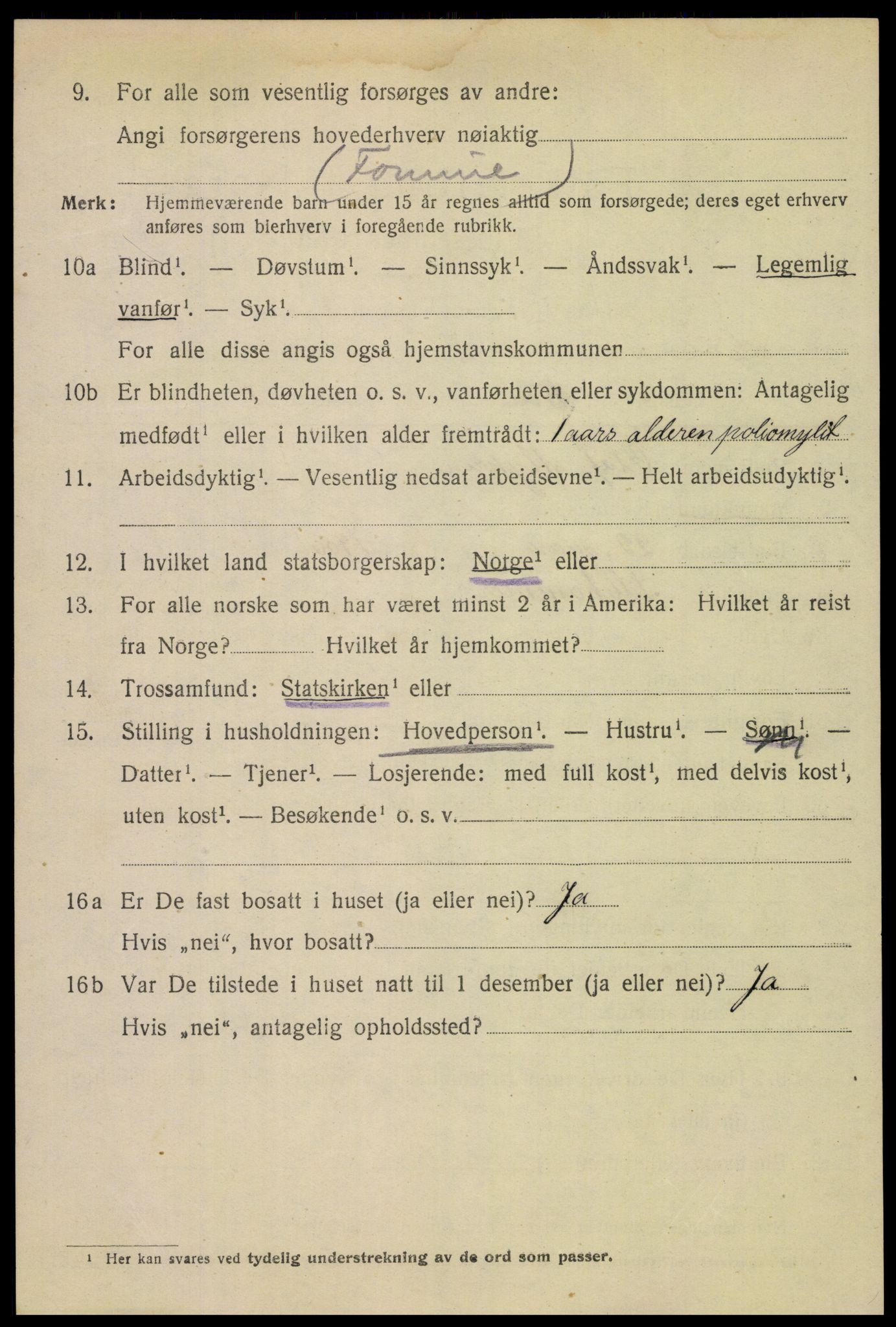 SAH, 1920 census for Lillehammer, 1920, p. 12363