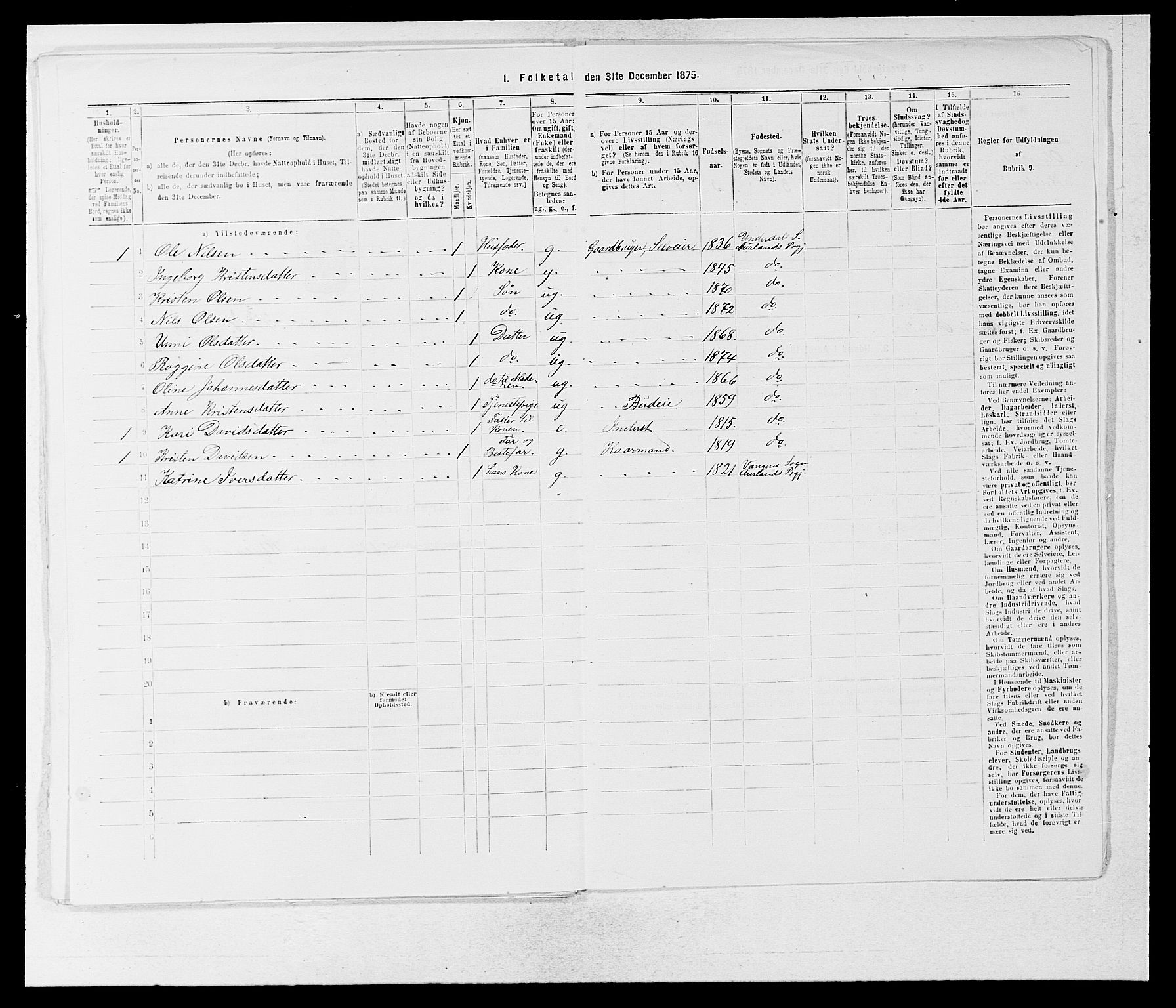 SAB, 1875 census for 1421P Aurland, 1875, p. 108