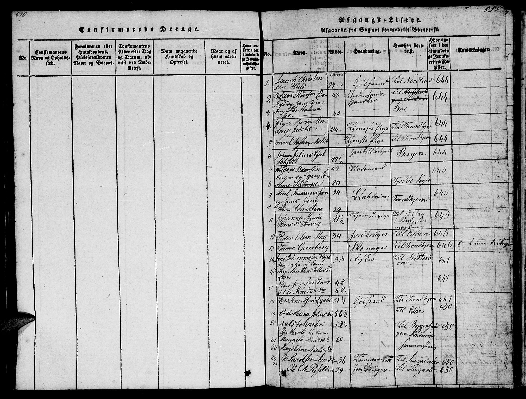Ministerialprotokoller, klokkerbøker og fødselsregistre - Møre og Romsdal, SAT/A-1454/572/L0856: Parish register (copy) no. 572C01, 1819-1832, p. 554-555