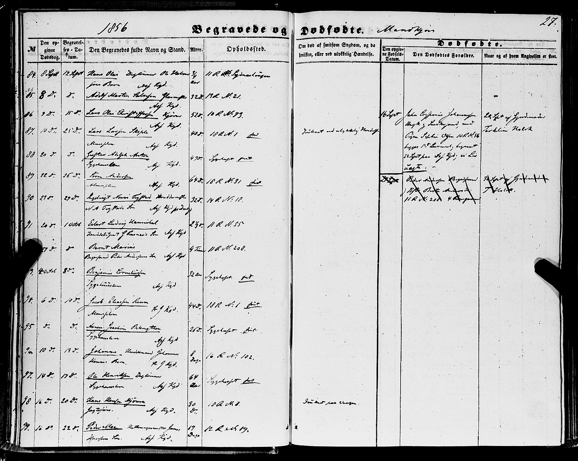 Domkirken sokneprestembete, AV/SAB-A-74801/H/Haa/L0041: Parish register (official) no. E 2, 1853-1863, p. 27