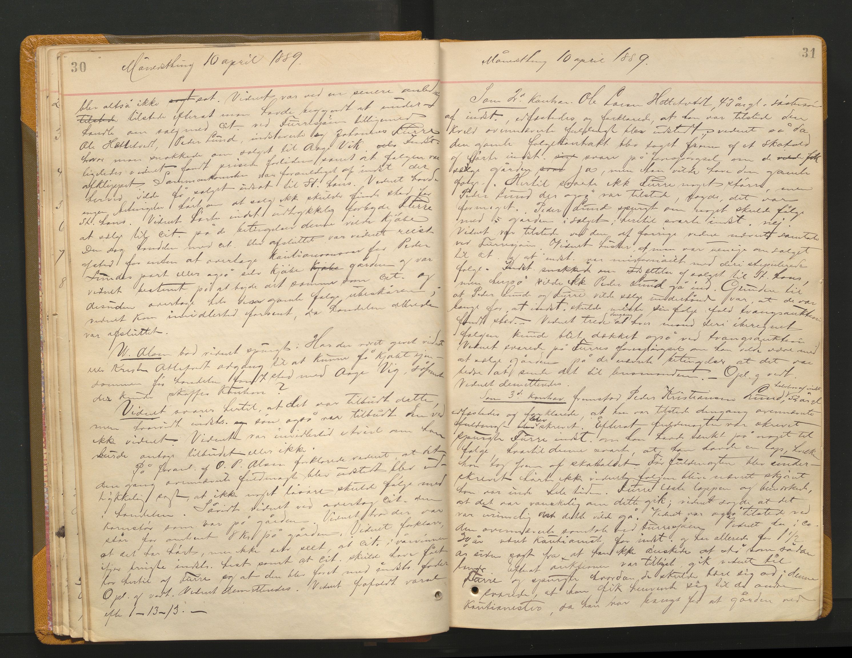 Ryfylke tingrett, AV/SAST-A-100055/001/I/IB/IB0/L0015: Tingbok, Ryfylke, 1889-1891, p. 30-31