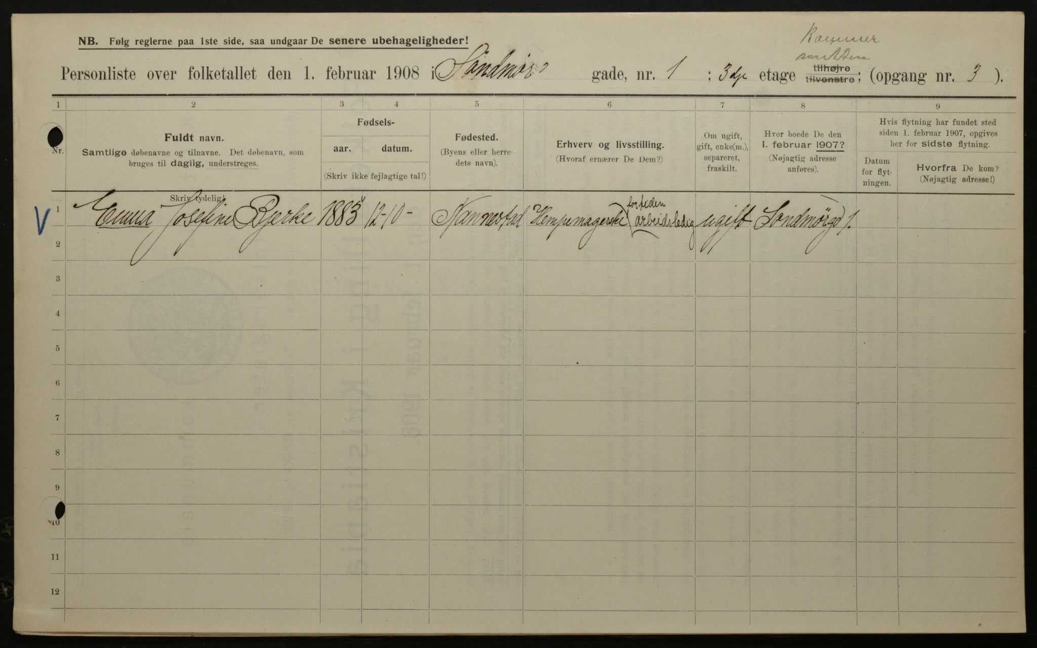 OBA, Municipal Census 1908 for Kristiania, 1908, p. 94151