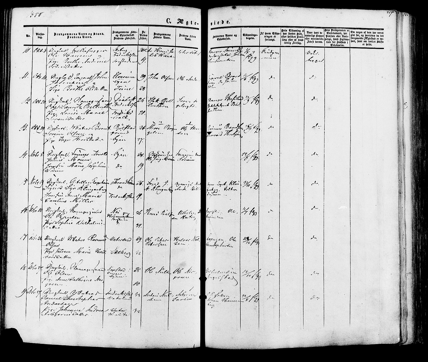 Fredrikstad prestekontor Kirkebøker, AV/SAO-A-11082/F/Fa/L0006: Parish register (official) no. 6, 1857-1878, p. 257