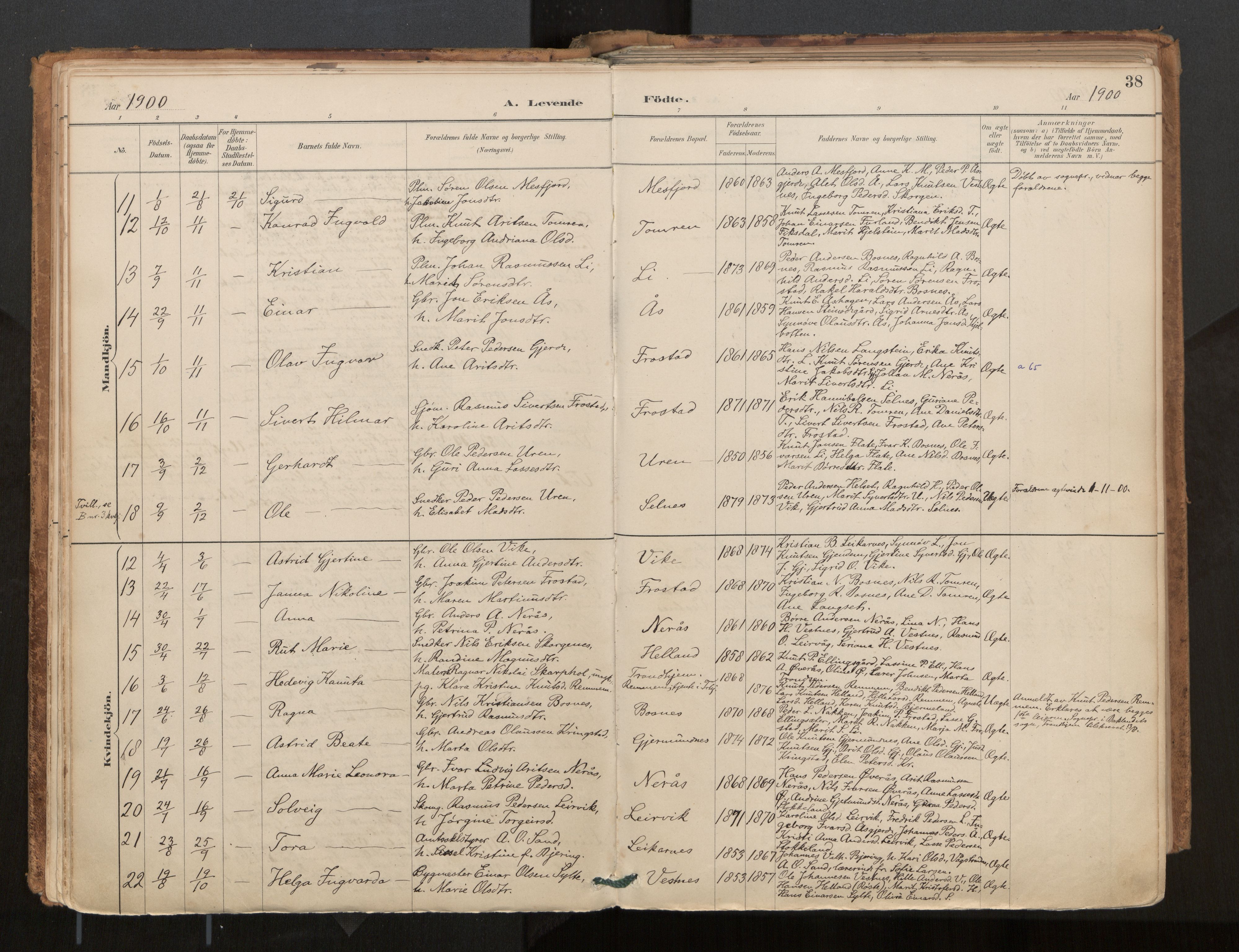 Ministerialprotokoller, klokkerbøker og fødselsregistre - Møre og Romsdal, AV/SAT-A-1454/539/L0531: Parish register (official) no. 539A04, 1887-1913, p. 38