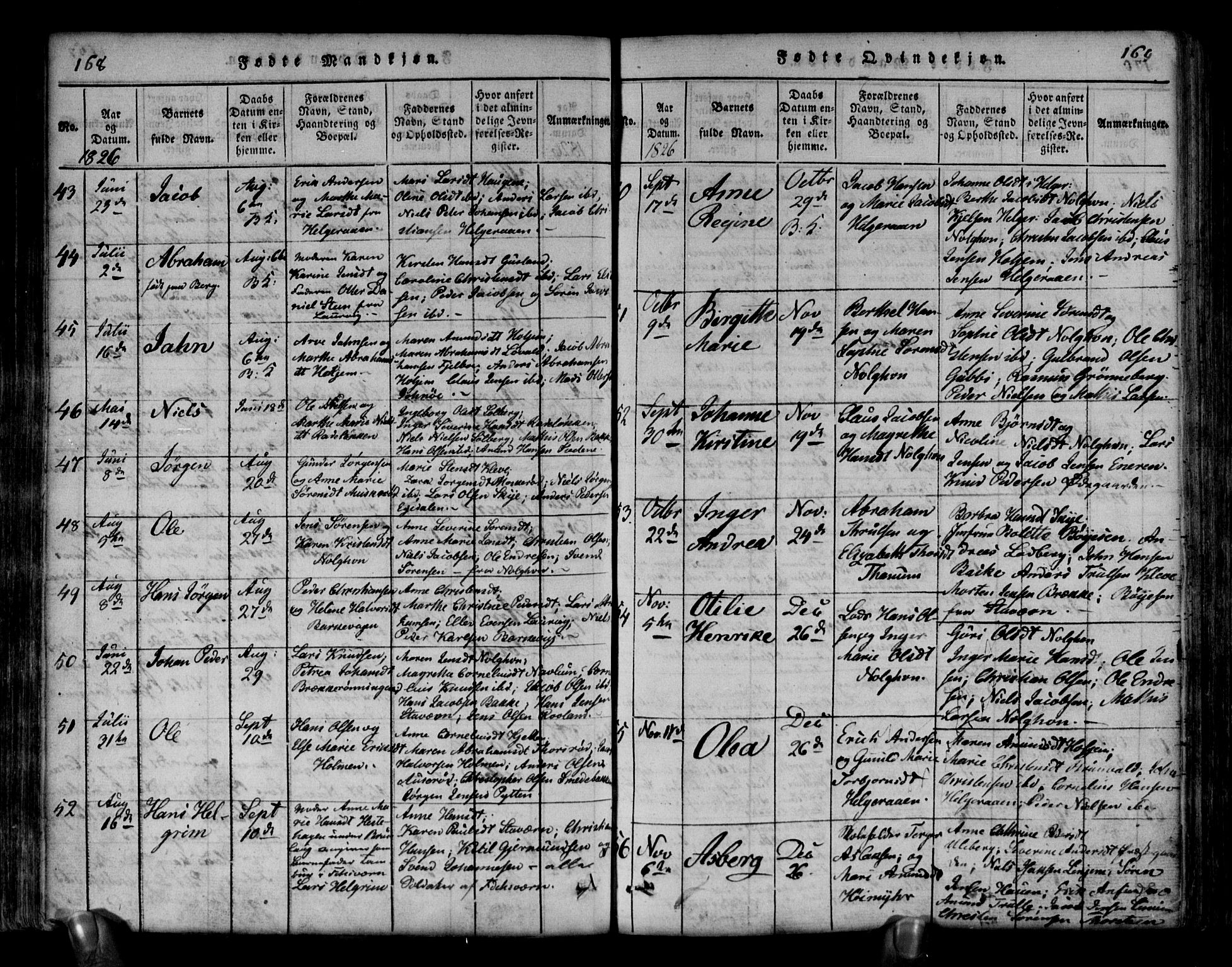 Brunlanes kirkebøker, SAKO/A-342/G/Ga/L0001: Parish register (copy) no. I 1, 1814-1834, p. 168-169