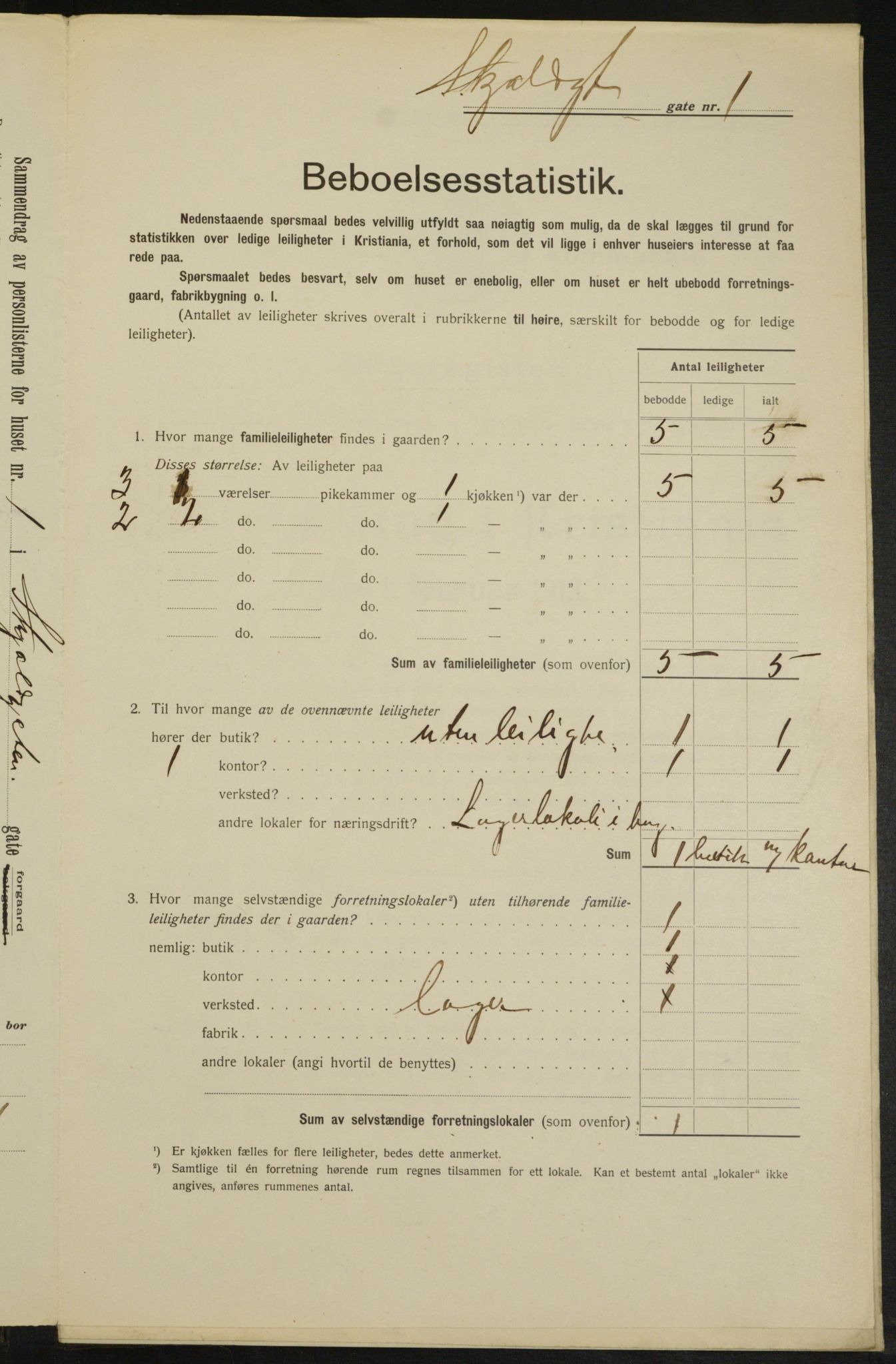 OBA, Municipal Census 1913 for Kristiania, 1913, p. 96181