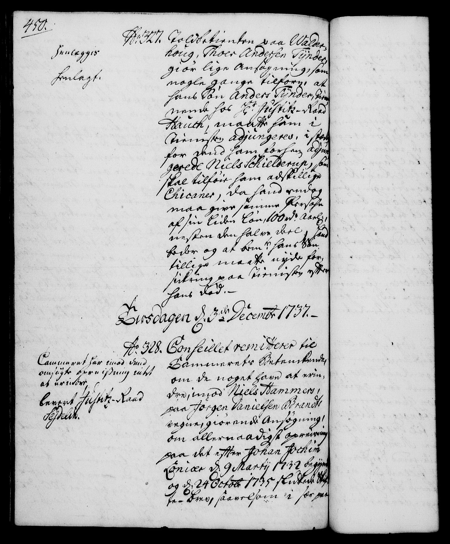 Rentekammeret, Kammerkanselliet, RA/EA-3111/G/Gh/Gha/L0019: Norsk ekstraktmemorialprotokoll (merket RK 53.64), 1736-1737, p. 450