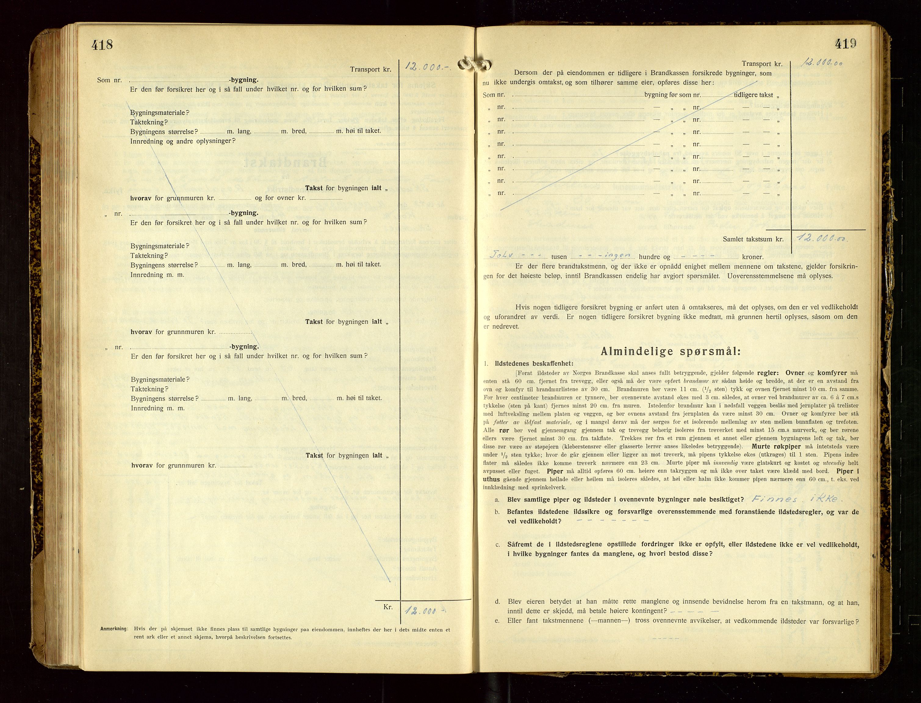 Skudenes lensmannskontor, AV/SAST-A-100444/Gob/L0002: "Brandtakstprotokoll", 1925-1952, p. 418-419