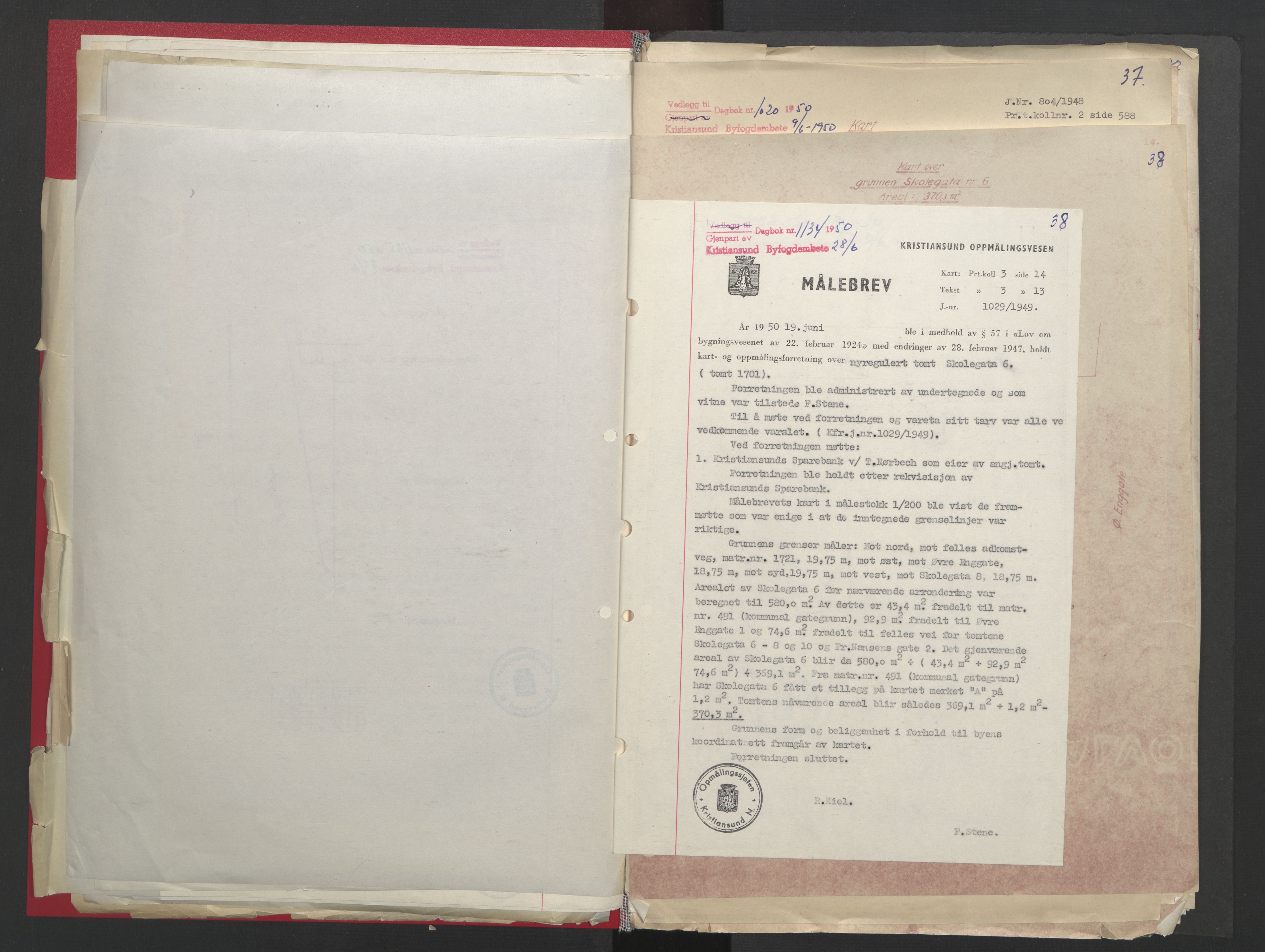 Kristiansund byfogd, AV/SAT-A-4587/A/27: Mortgage book no. 48, 1950-1950, Diary no: : 1034/1950