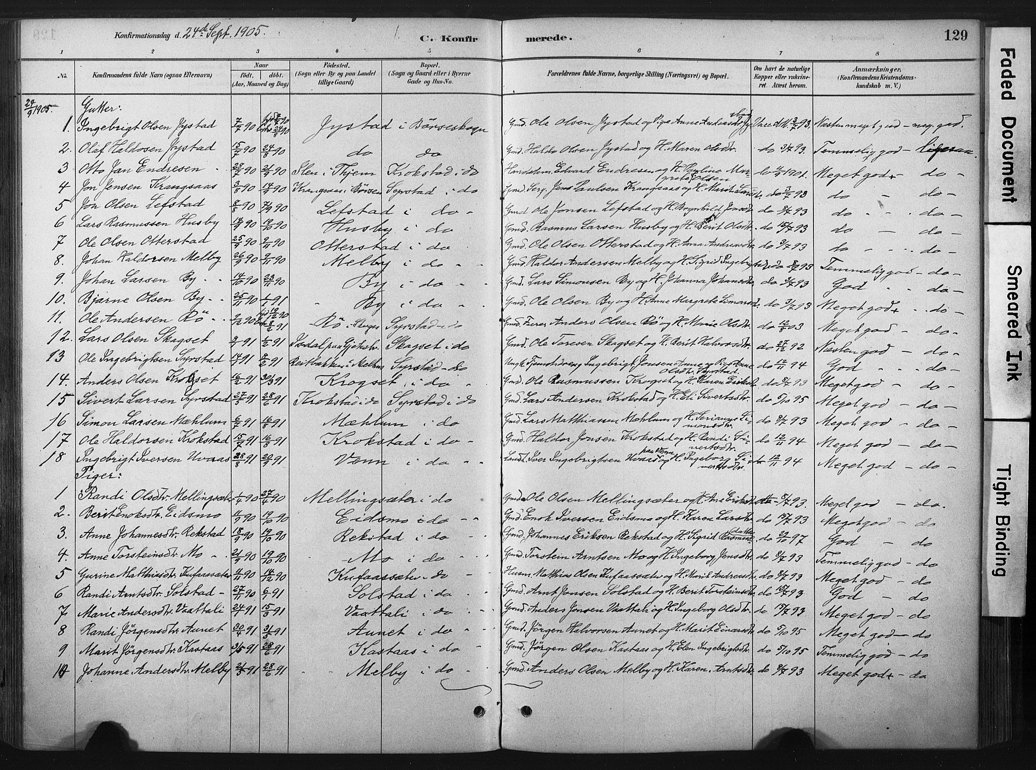 Ministerialprotokoller, klokkerbøker og fødselsregistre - Sør-Trøndelag, SAT/A-1456/667/L0795: Parish register (official) no. 667A03, 1879-1907, p. 129