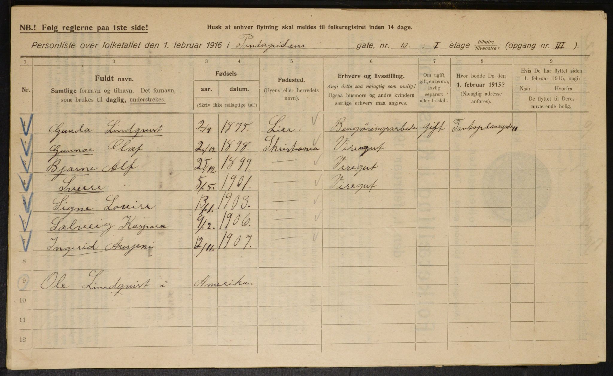 OBA, Municipal Census 1916 for Kristiania, 1916, p. 82881