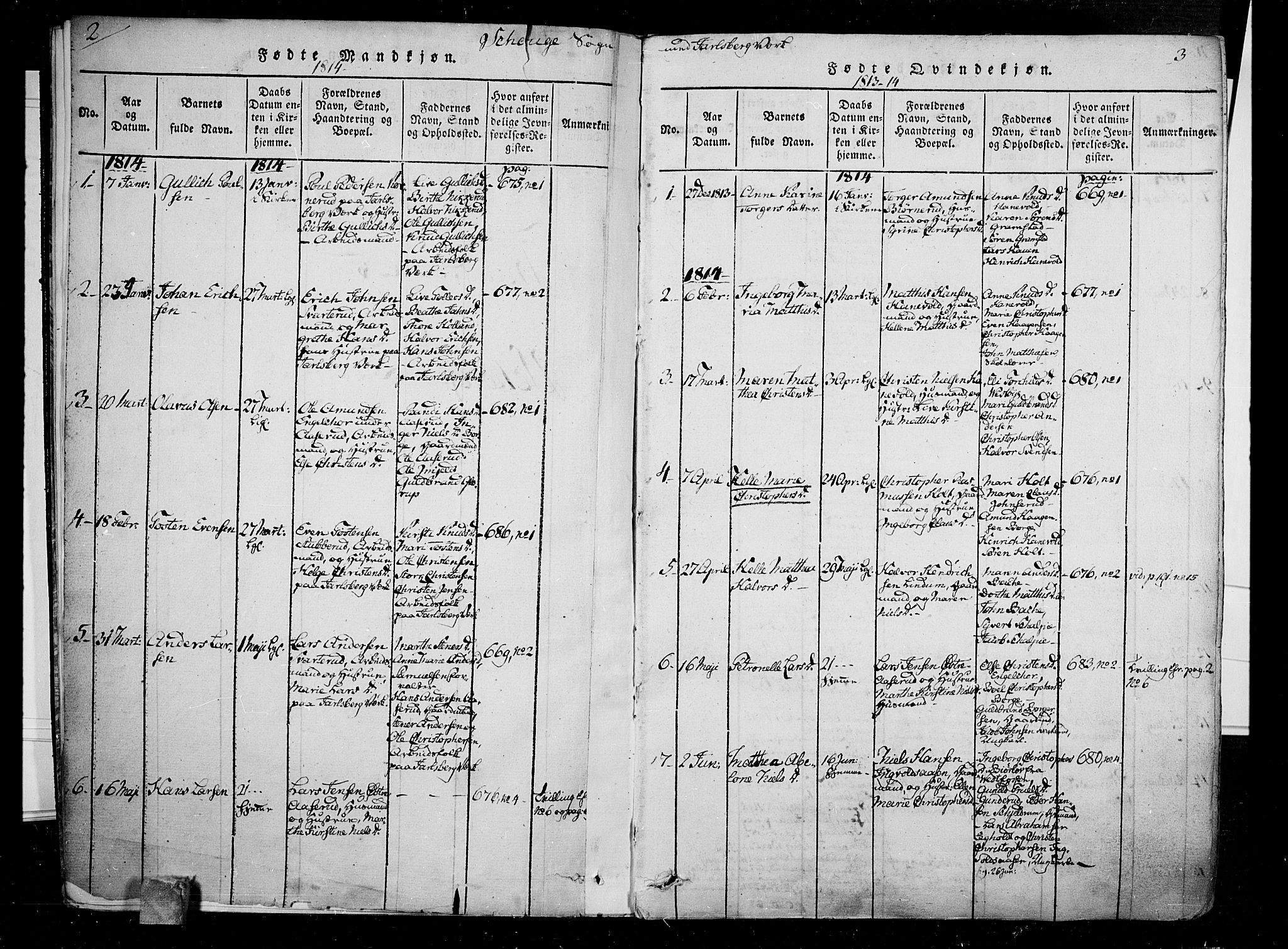 Skoger kirkebøker, AV/SAKO-A-59/F/Fa/L0002: Parish register (official) no. I 2 /1, 1814-1842, p. 2-3