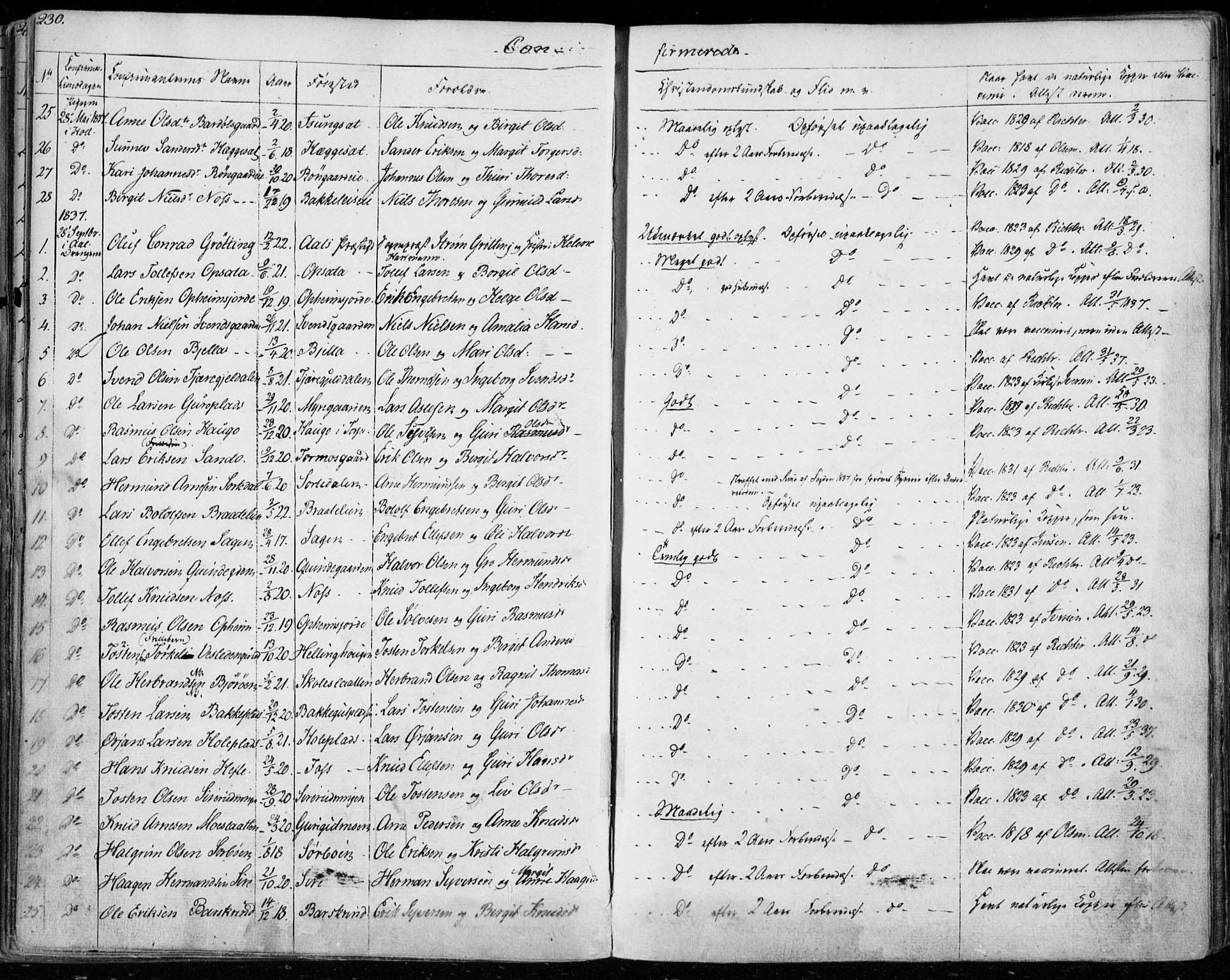 Ål kirkebøker, SAKO/A-249/F/Fa/L0005: Parish register (official) no. I 5, 1825-1848, p. 230