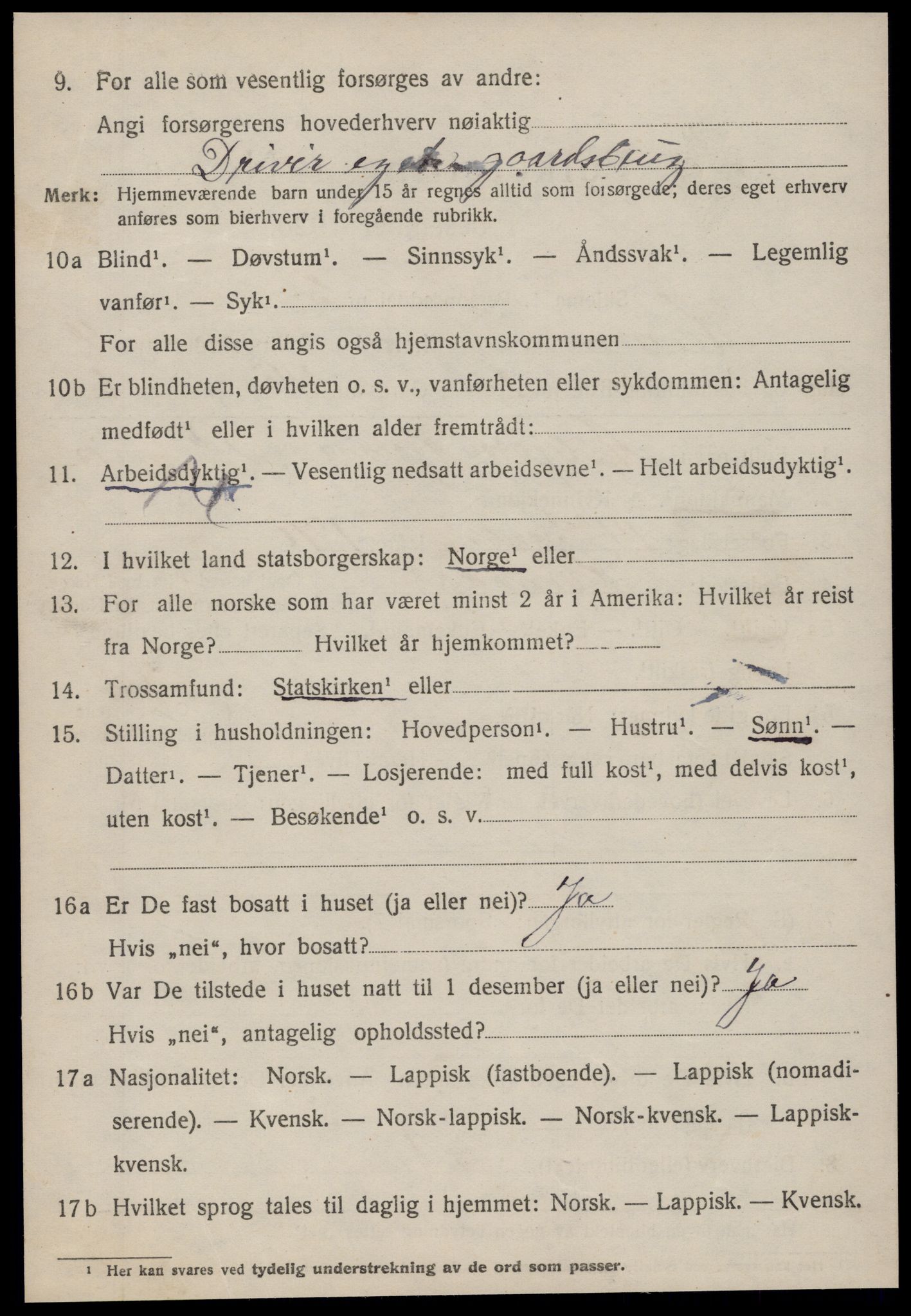 SAT, 1920 census for Kvenvær, 1920, p. 1427