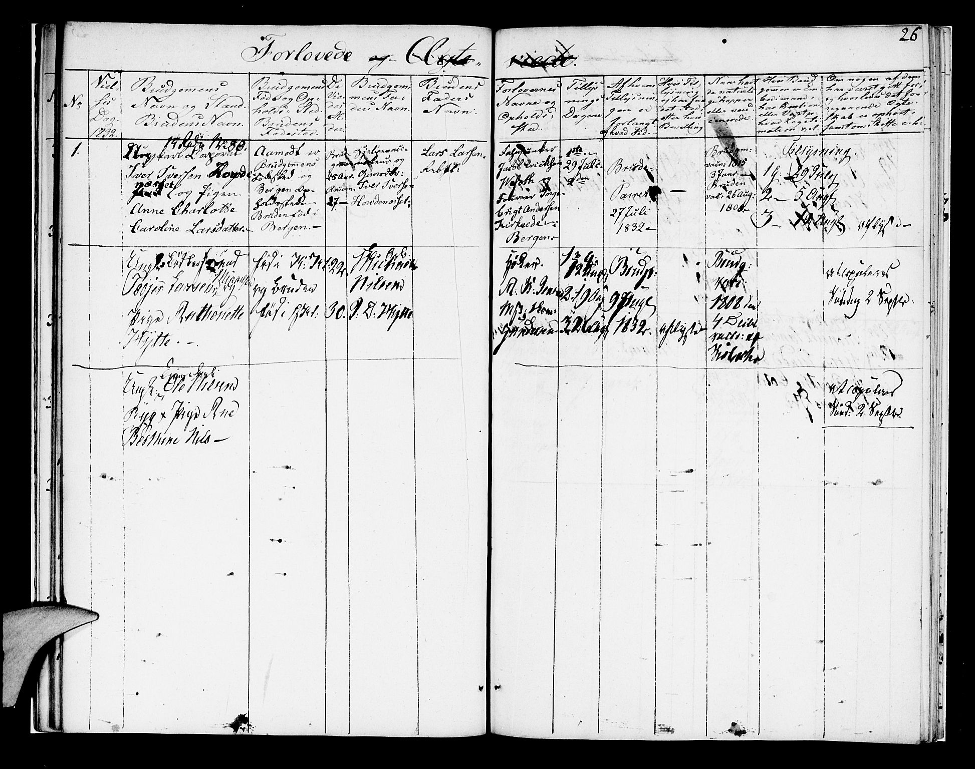 Korskirken sokneprestembete, SAB/A-76101/H/Hab: Parish register (copy) no. A 2, 1820-1832, p. 26