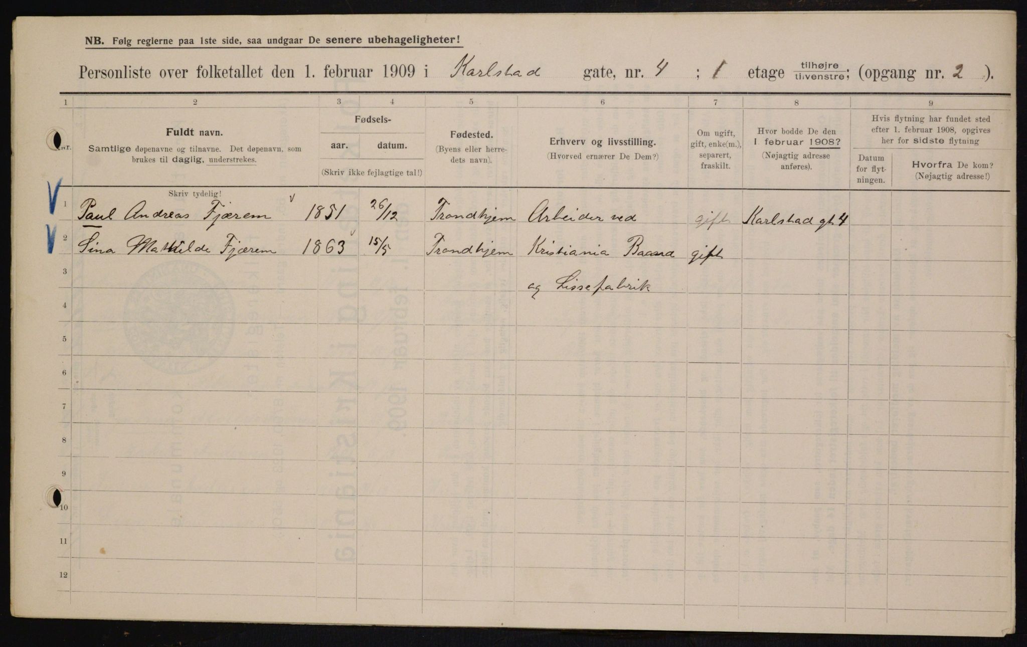 OBA, Municipal Census 1909 for Kristiania, 1909, p. 44682