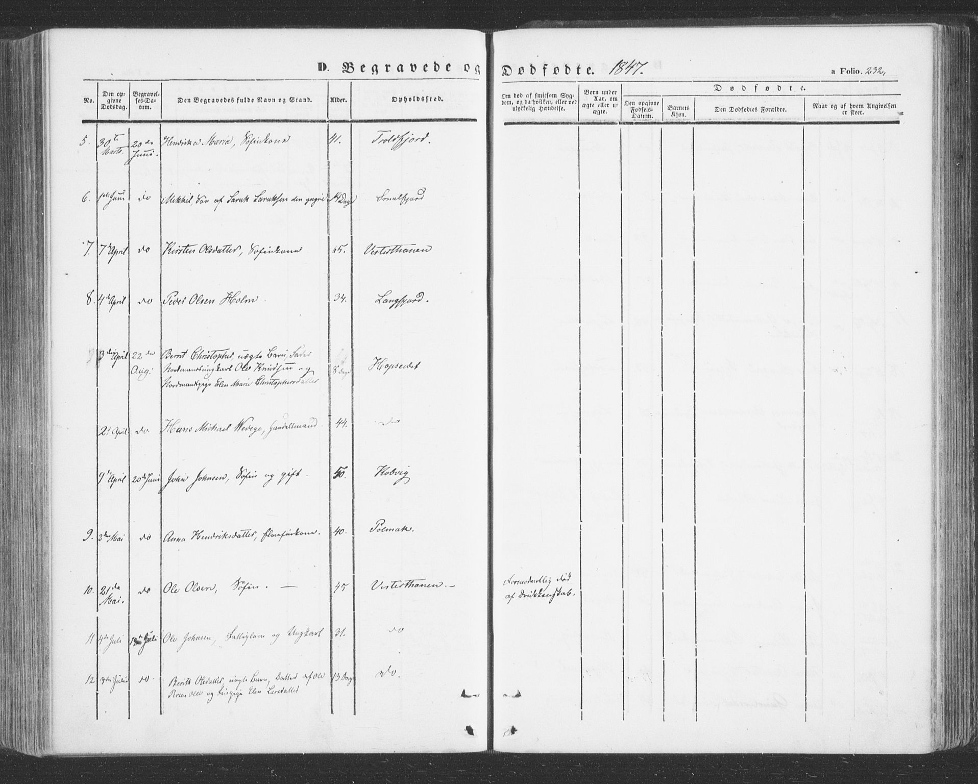 Tana sokneprestkontor, AV/SATØ-S-1334/H/Ha/L0001kirke: Parish register (official) no. 1, 1846-1861, p. 232