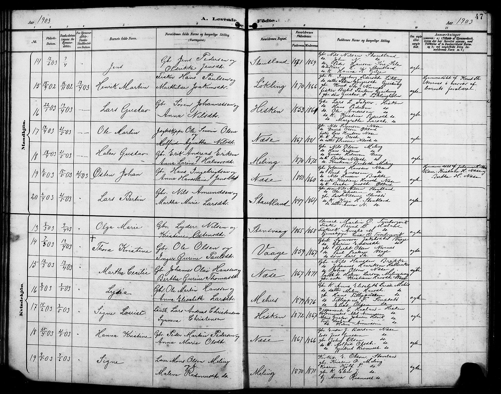 Finnås sokneprestembete, SAB/A-99925/H/Ha/Hab/Habb/L0004: Parish register (copy) no. B 4, 1897-1907, p. 47