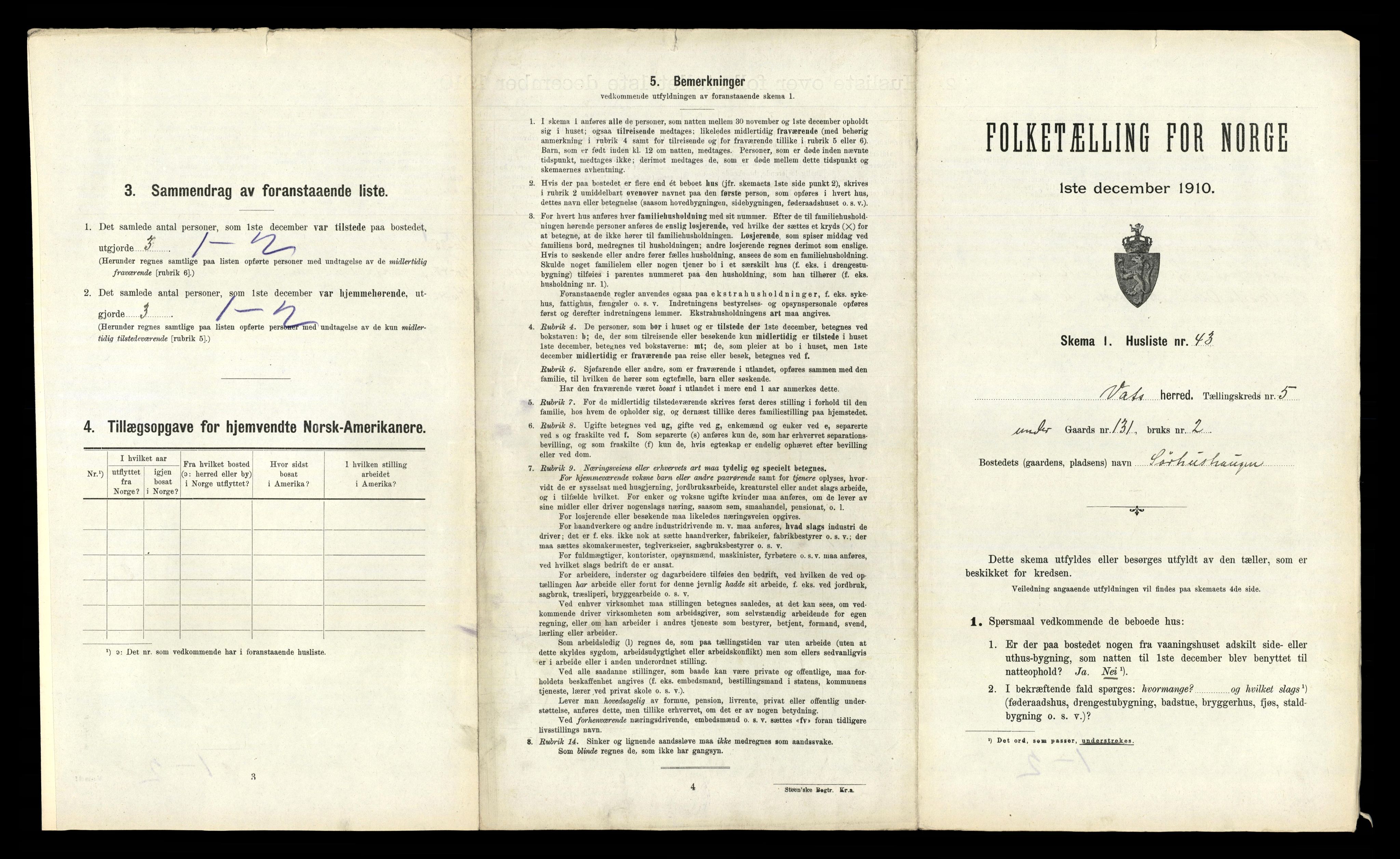 RA, 1910 census for Vats, 1910, p. 374