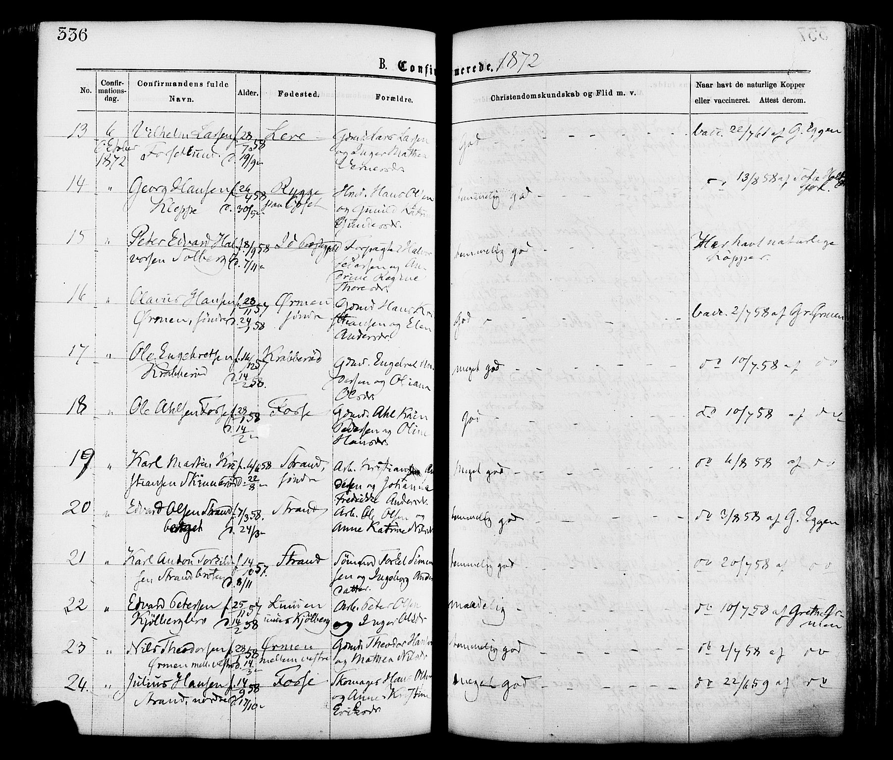 Onsøy prestekontor Kirkebøker, AV/SAO-A-10914/F/Fa/L0004: Parish register (official) no. I 4, 1861-1877, p. 336