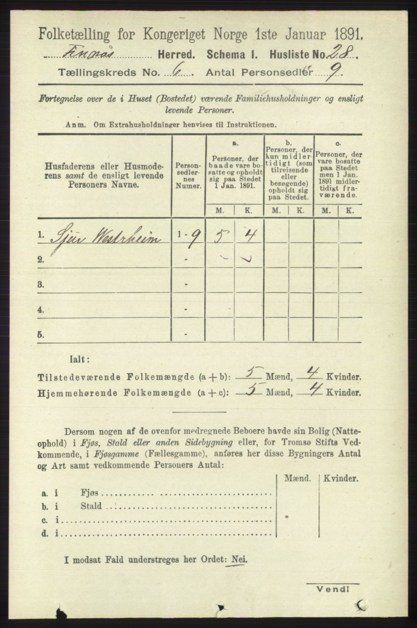 RA, 1891 census for 1218 Finnås, 1891, p. 2341