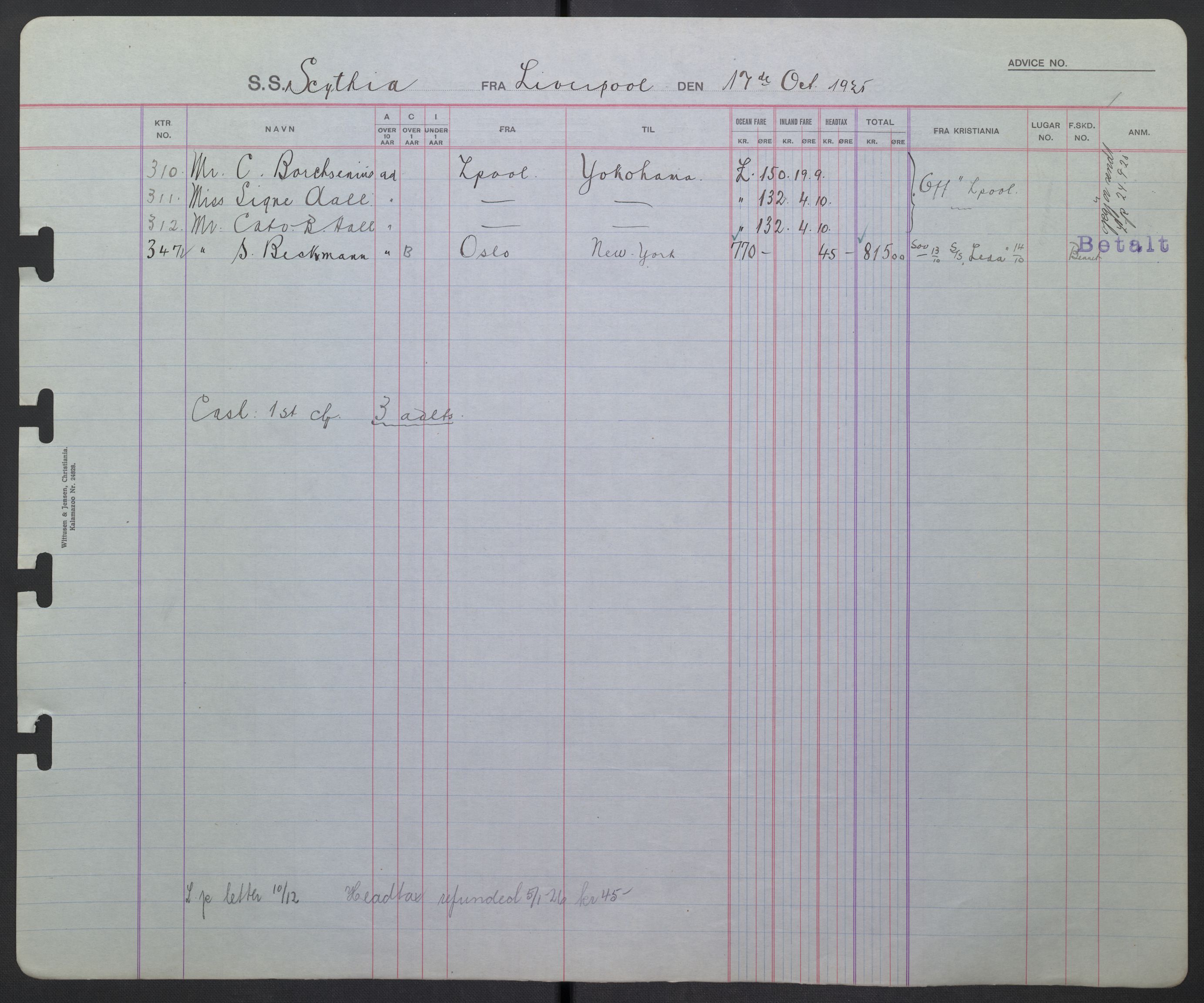 White Star-linjen, SAO/PAO-0201/D/Db/L0001: Passasjerlister, 1925-1937, p. 74