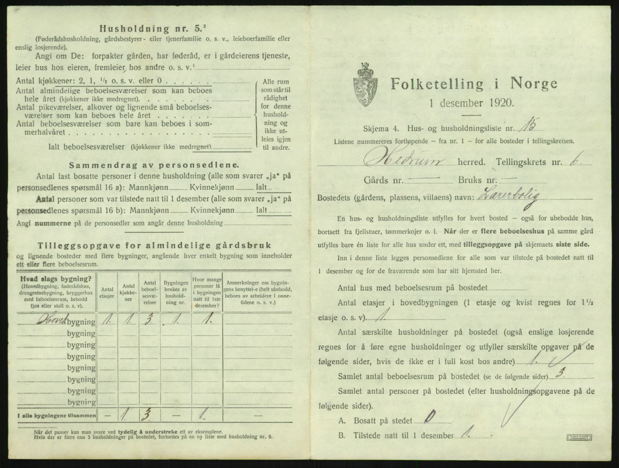 SAKO, 1920 census for Hedrum, 1920, p. 625