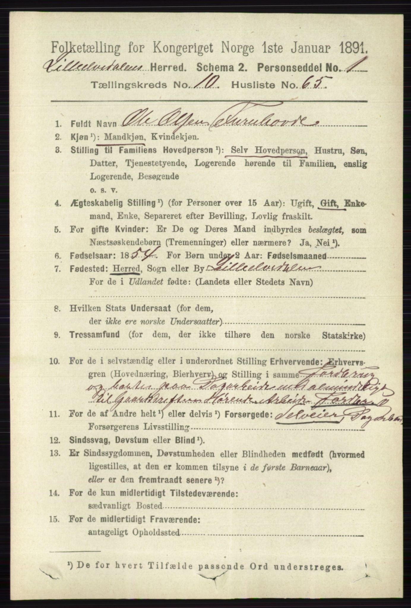 RA, 1891 census for 0438 Lille Elvedalen, 1891, p. 3767