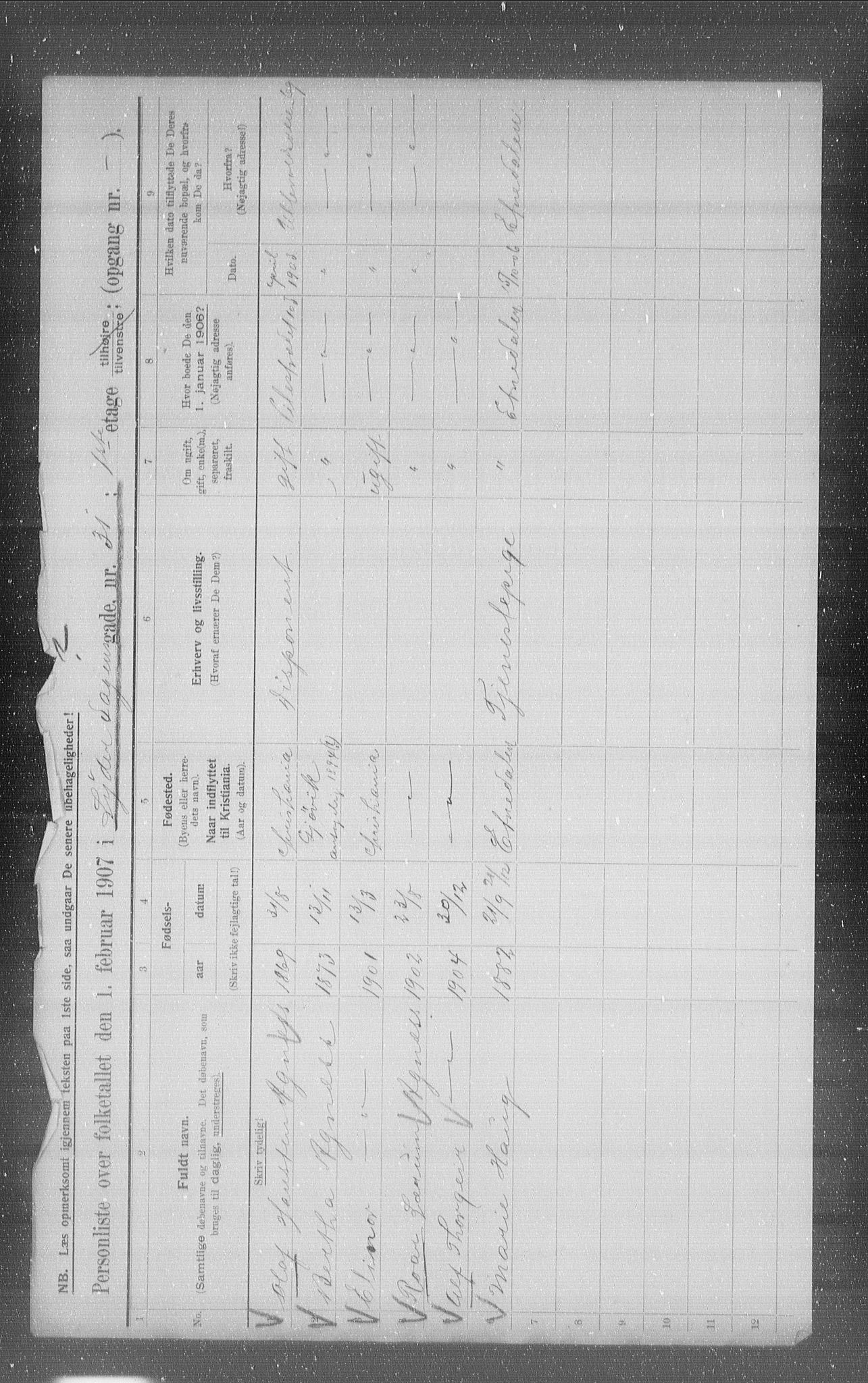 OBA, Municipal Census 1907 for Kristiania, 1907, p. 41075