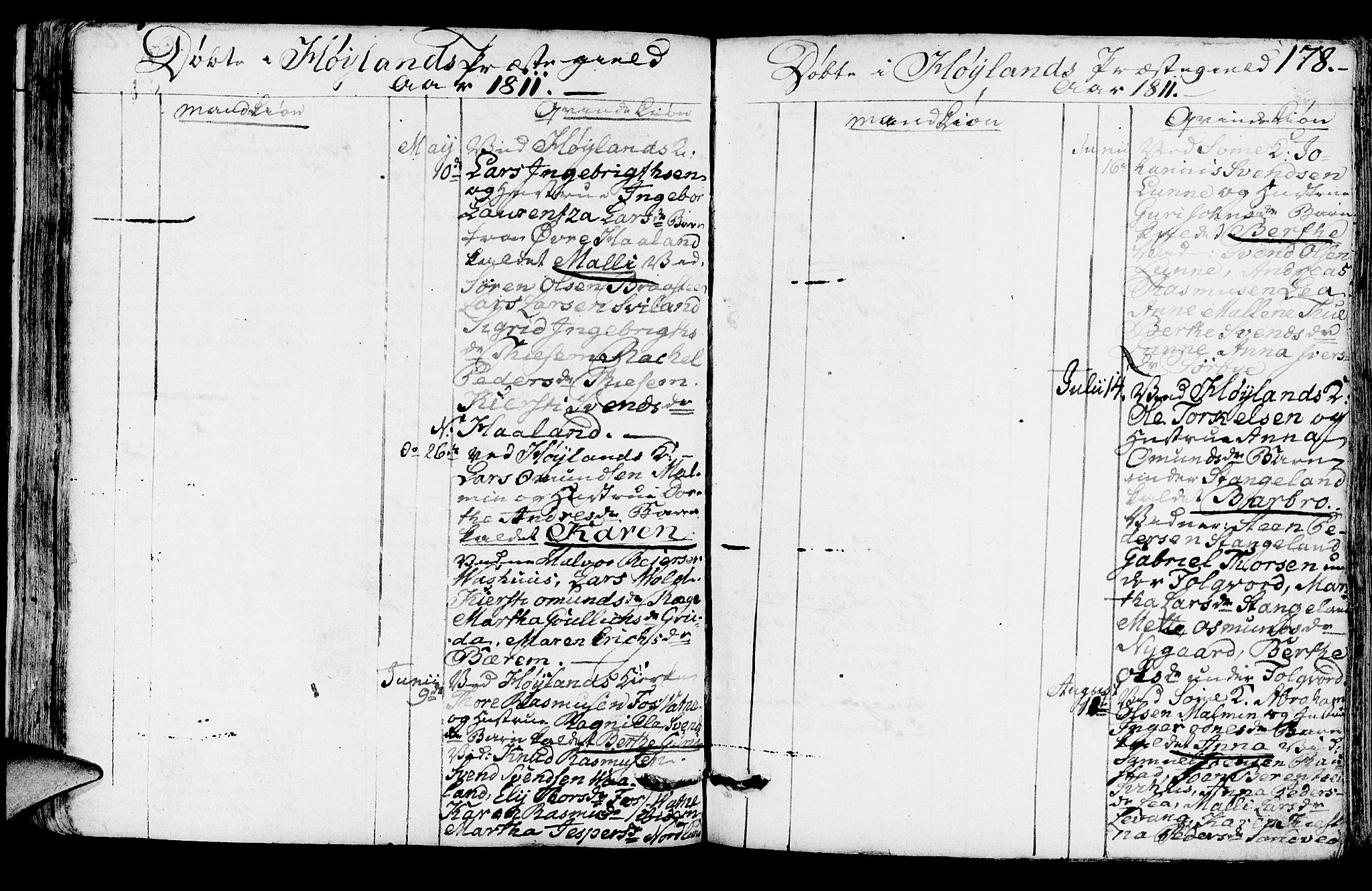 Høyland sokneprestkontor, AV/SAST-A-101799/001/30BA/L0005: Parish register (official) no. A 5, 1804-1815, p. 178