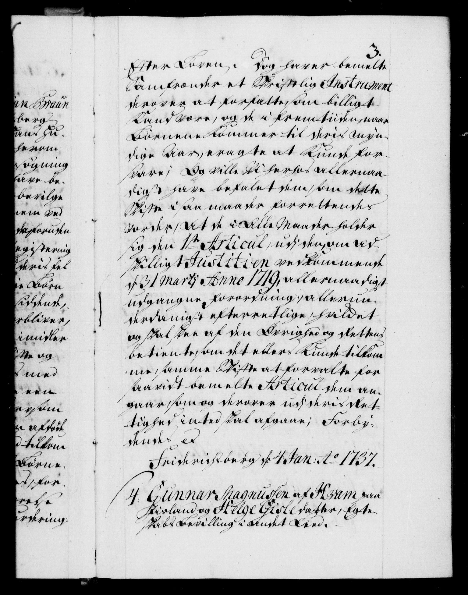 Danske Kanselli 1572-1799, AV/RA-EA-3023/F/Fc/Fca/Fcaa/L0030: Norske registre, 1737-1738, p. 3a