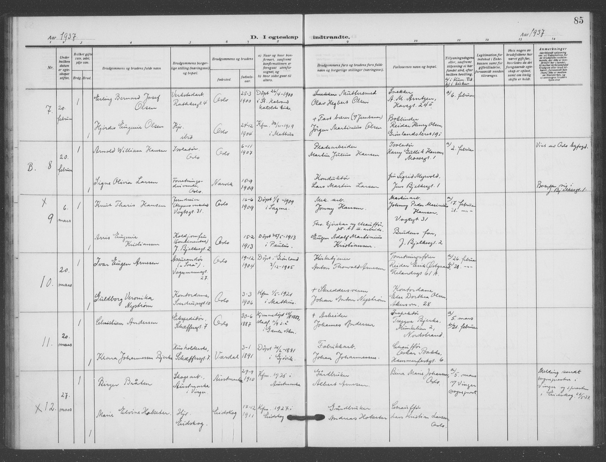 Matteus prestekontor Kirkebøker, SAO/A-10870/F/Fa/L0003: Parish register (official) no. 3, 1917-1938, p. 85