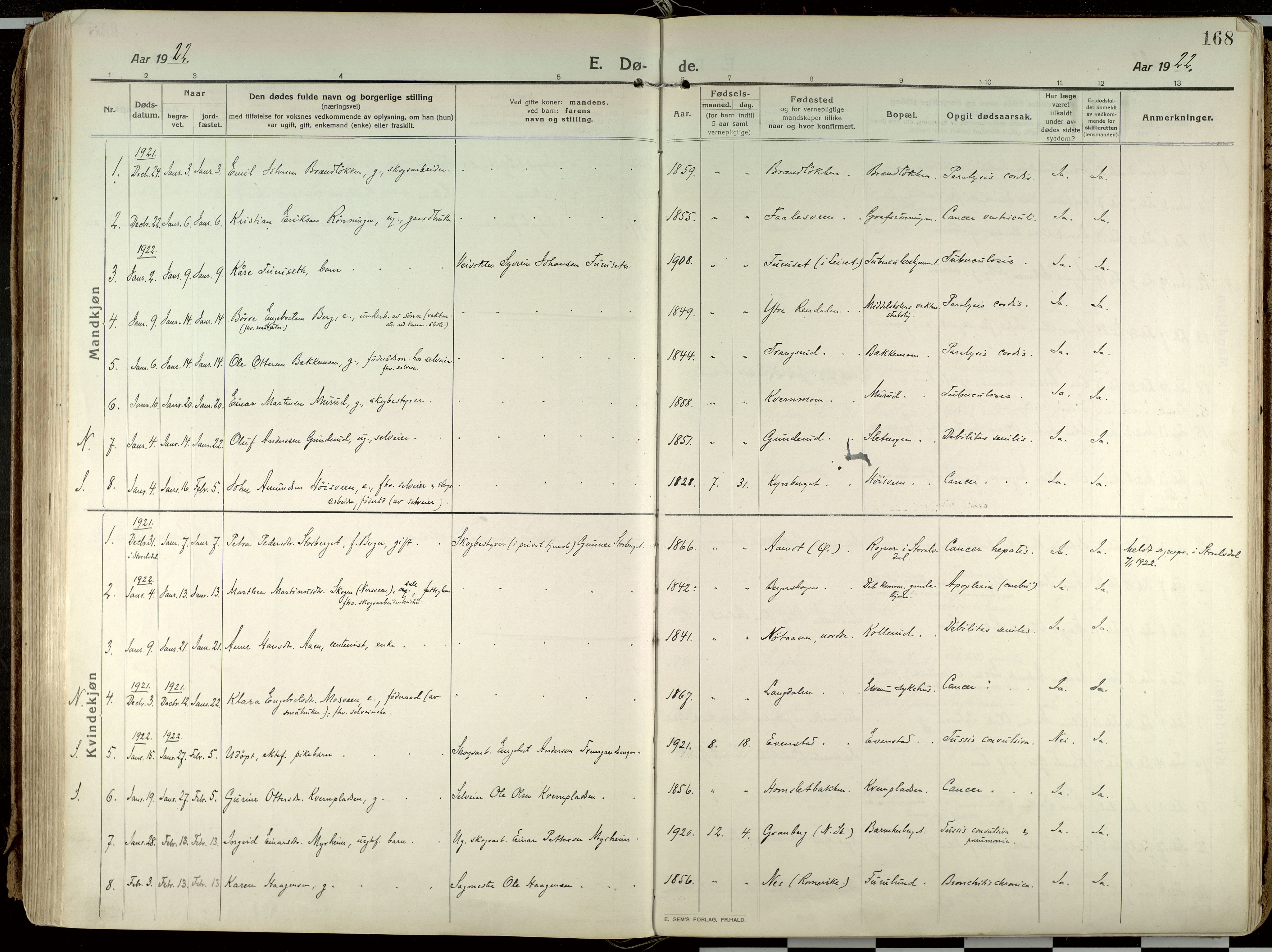 Elverum prestekontor, SAH/PREST-044/H/Ha/Haa/L0021: Parish register (official) no. 21, 1913-1928, p. 168