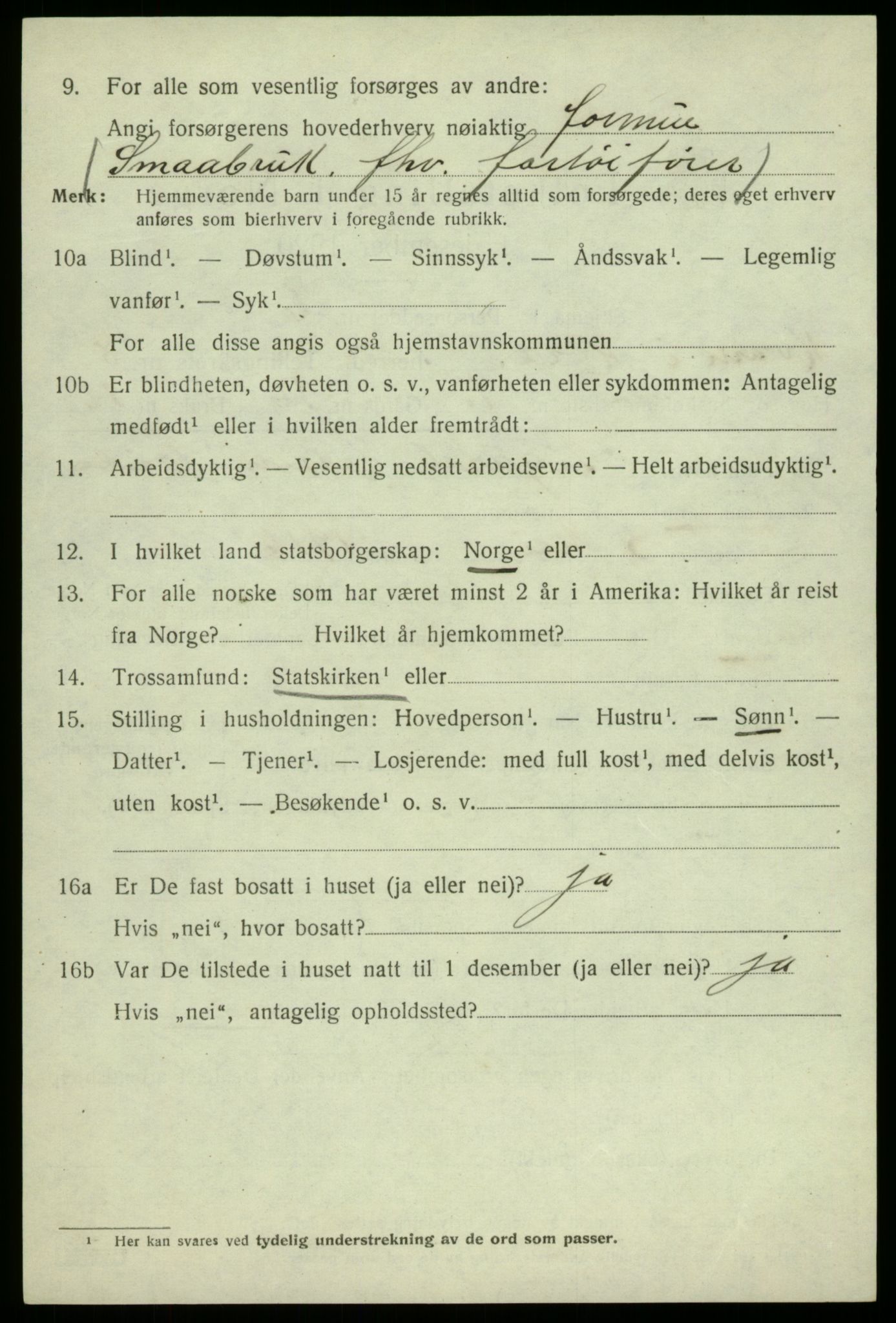 SAB, 1920 census for Kvam, 1920, p. 5174