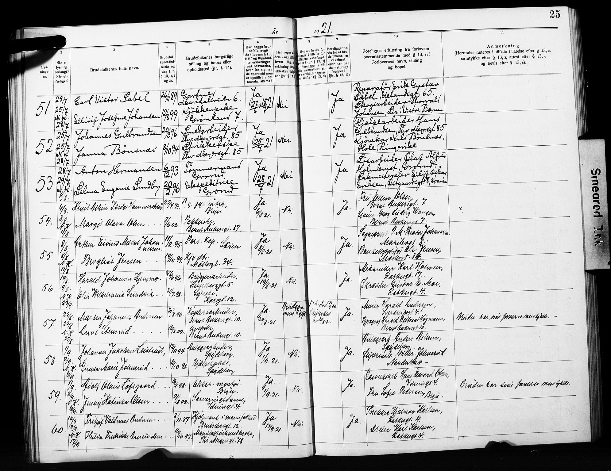 Jakob prestekontor Kirkebøker, AV/SAO-A-10850/H/Ha/L0003: Banns register no. 3, 1919-1931, p. 25