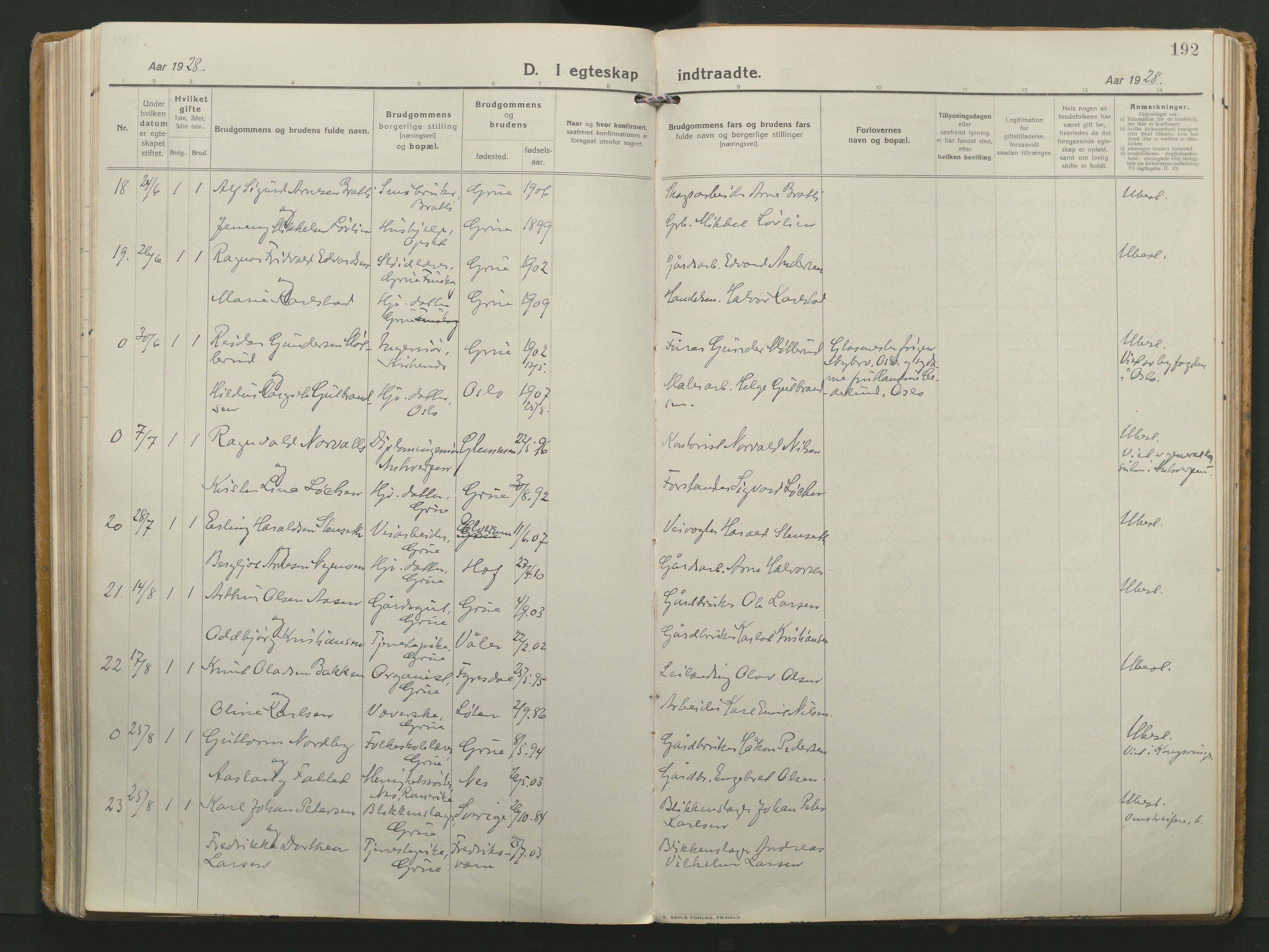 Grue prestekontor, AV/SAH-PREST-036/H/Ha/Haa/L0018: Parish register (official) no. 18, 1923-1940, p. 192