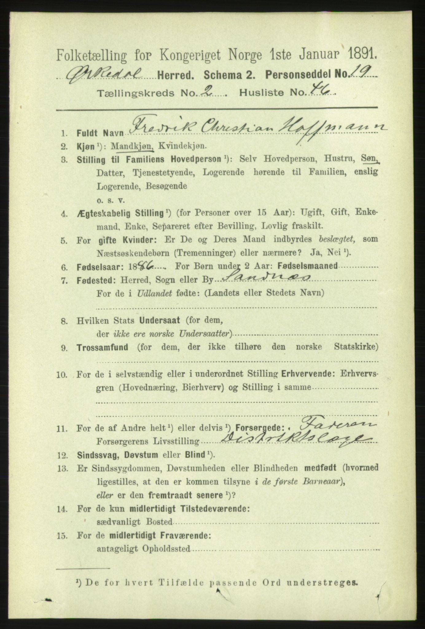 RA, 1891 census for 1638 Orkdal, 1891, p. 1276