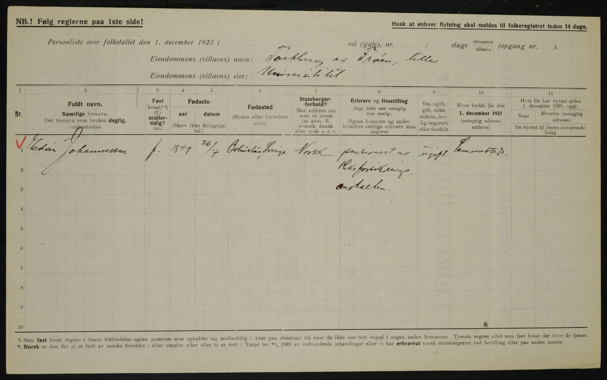 , Municipal Census 1923 for Aker, 1923, p. 22167