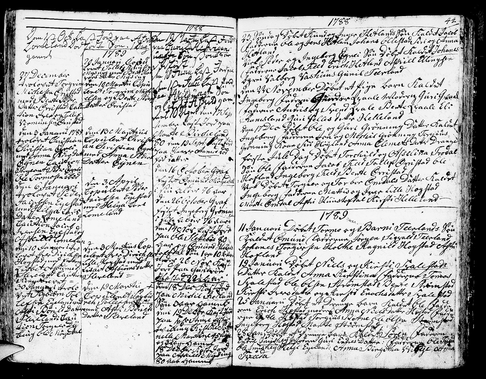 Helleland sokneprestkontor, AV/SAST-A-101810: Parish register (official) no. A 2 /1, 1762-1791, p. 44